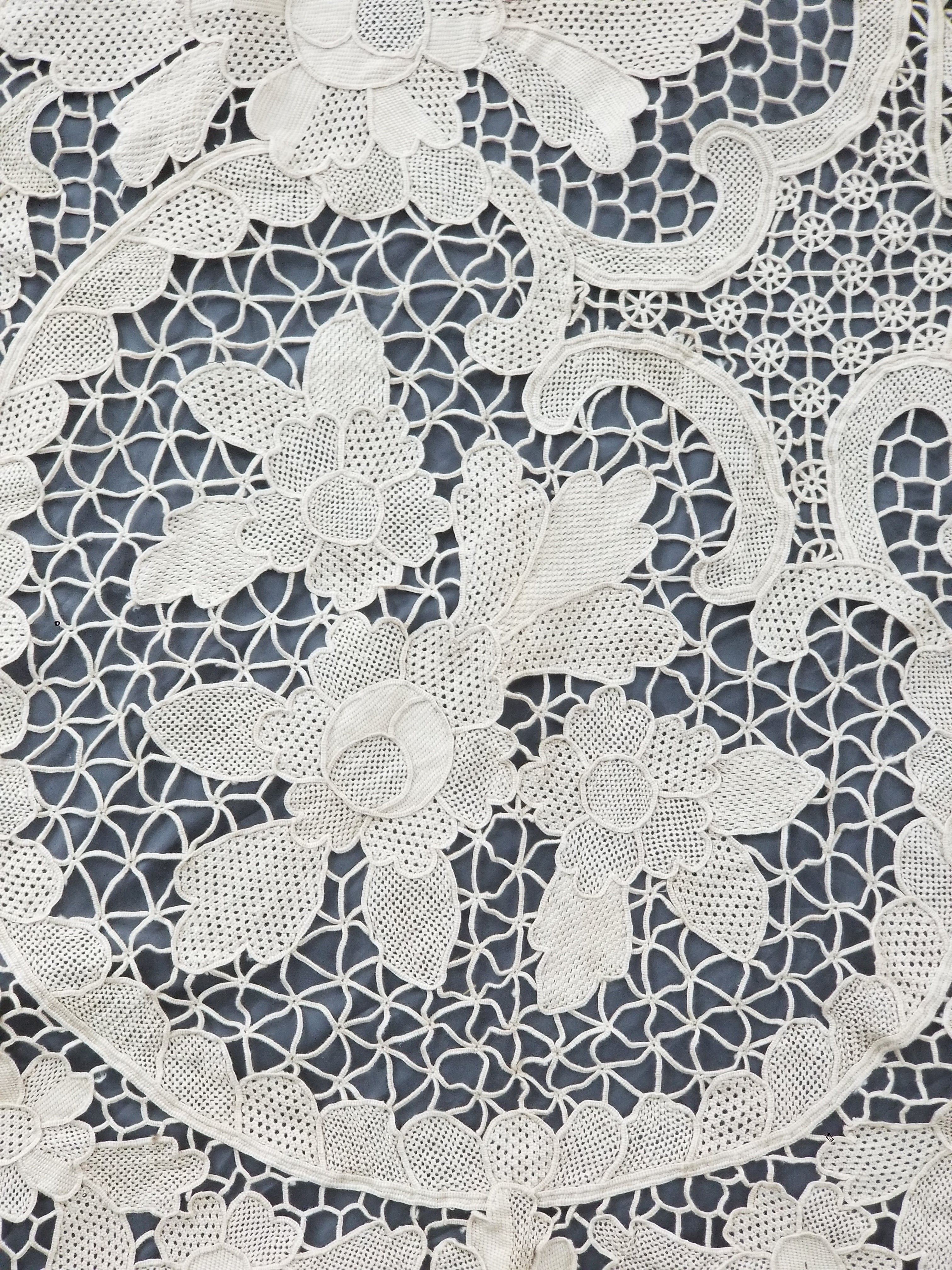 Vintage Italian Point De Venice Needle Lace Banquet Tablecloth 245x160cm