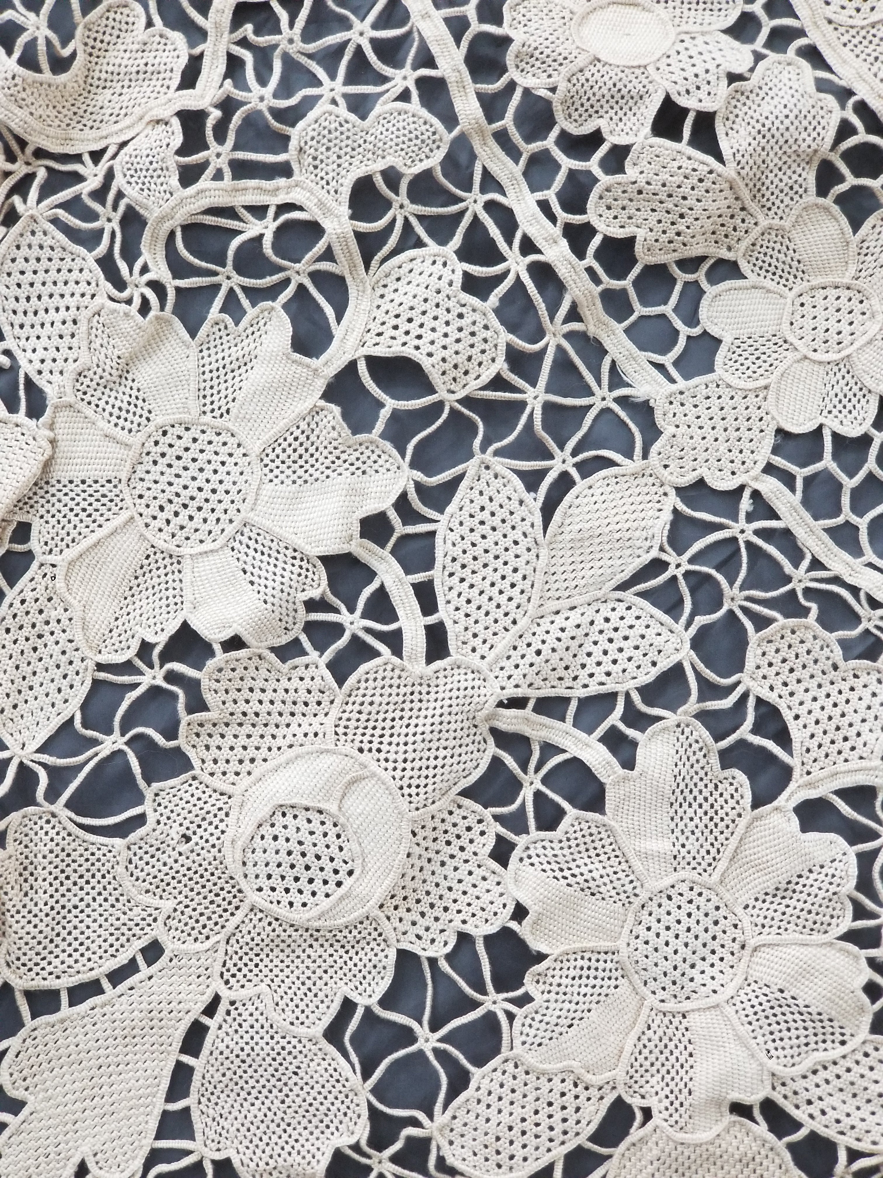 Vintage Italian Point De Venice Needle Lace Banquet Tablecloth 245x160cm
