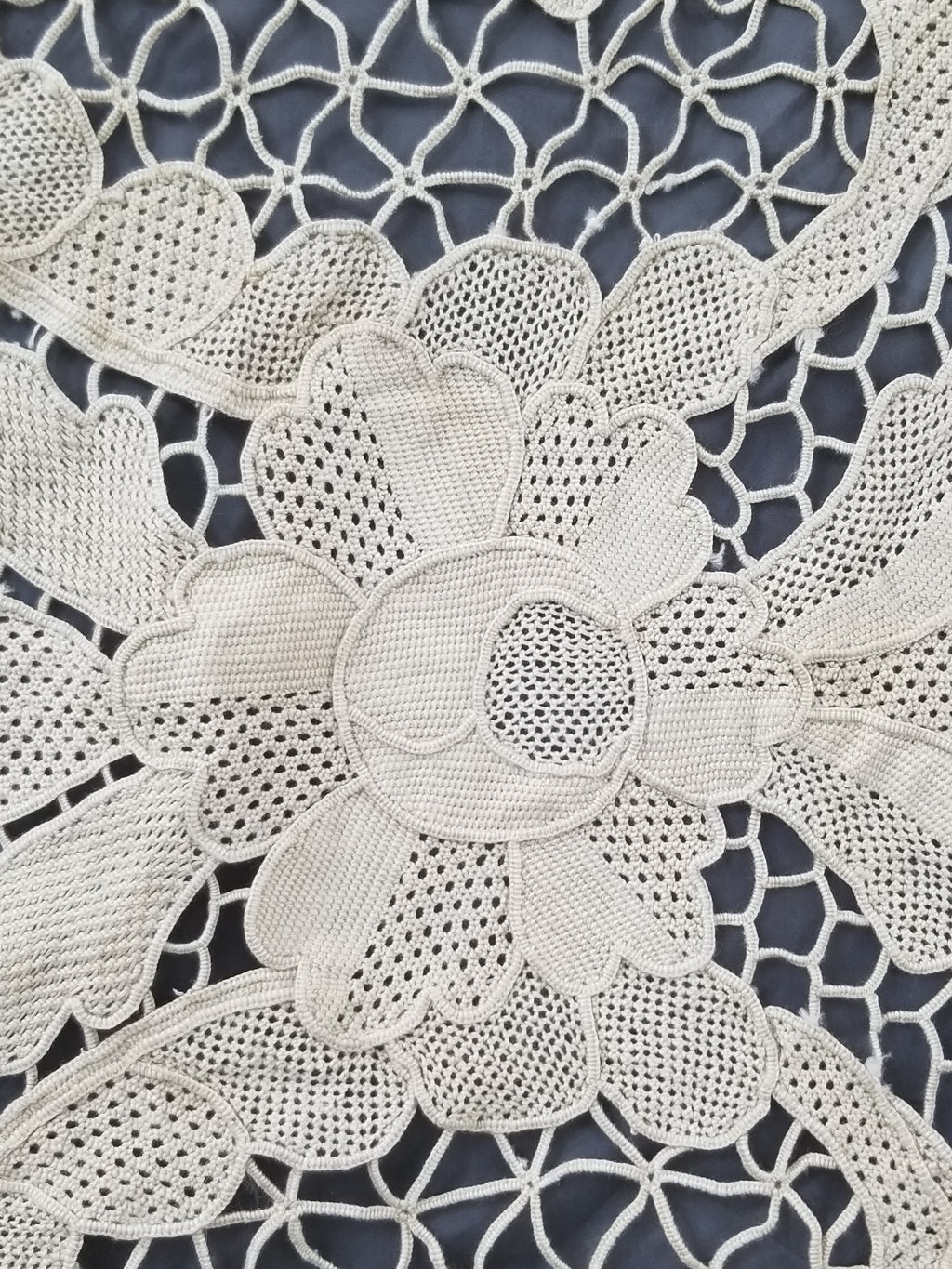 Vintage Italian Point De Venice Needle Lace Banquet Tablecloth 245x160cm