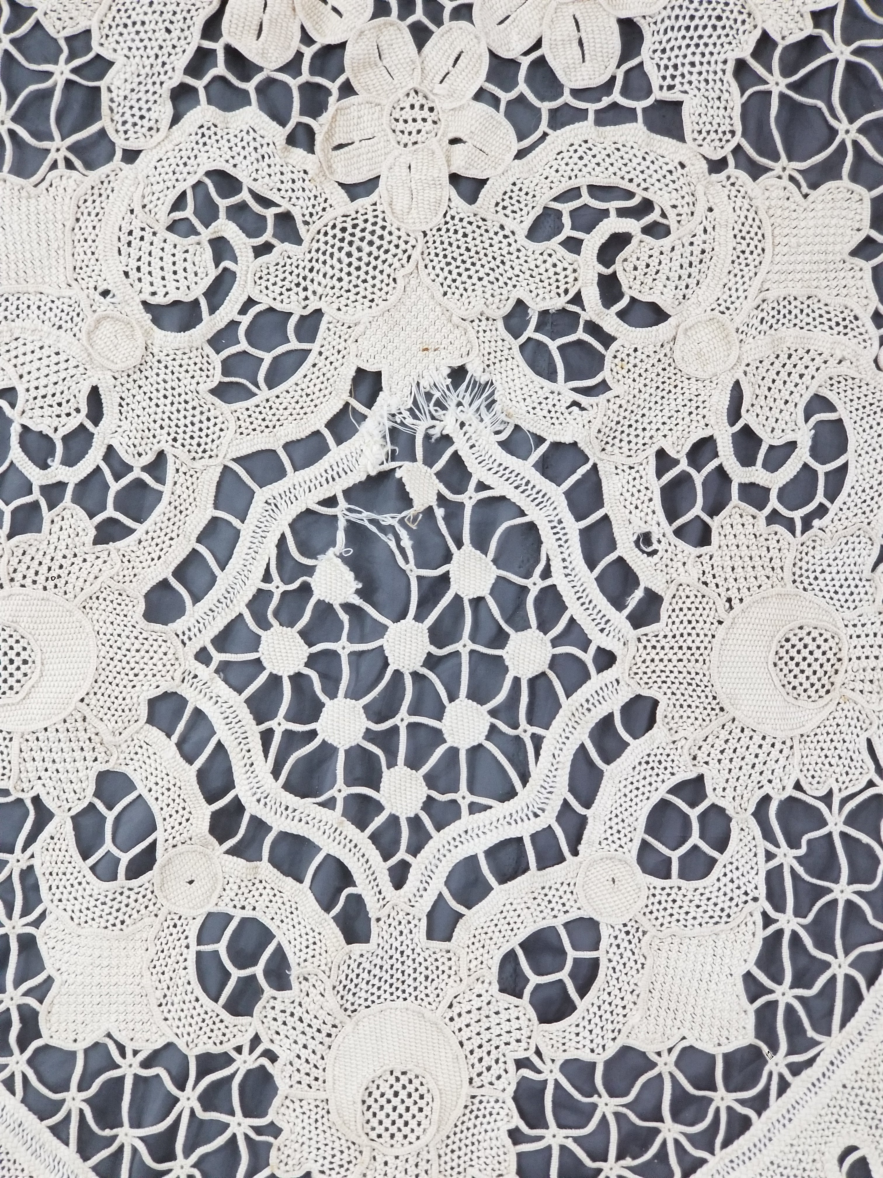 Vintage Italian Point De Venice Needle Lace Tablecloth 245x150cm