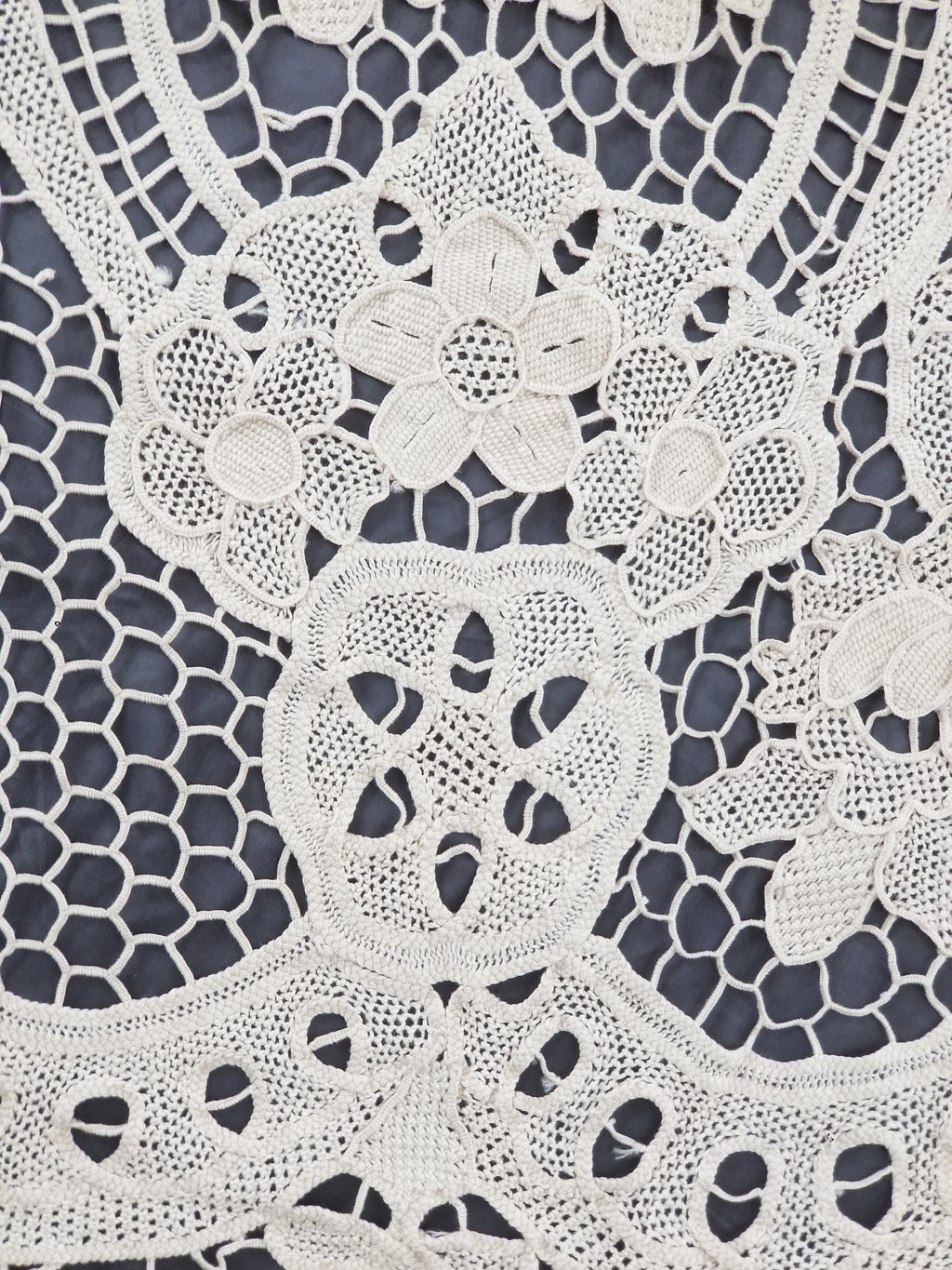 Vintage Italian Point De Venice Needle Lace Tablecloth 245x150cm