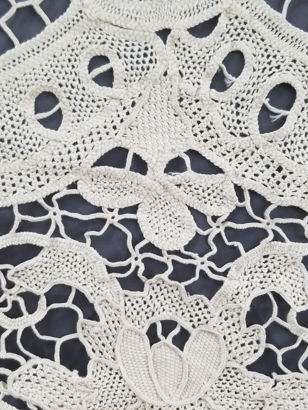 Vintage Italian Point De Venice Needle Lace Tablecloth 245x150cm