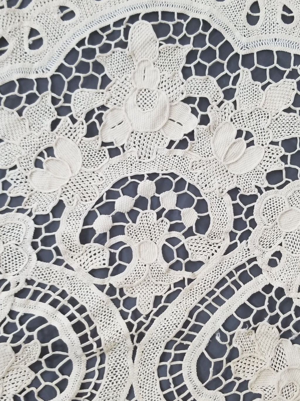 Vintage Italian Point De Venice Needle Lace Tablecloth 245x150cm
