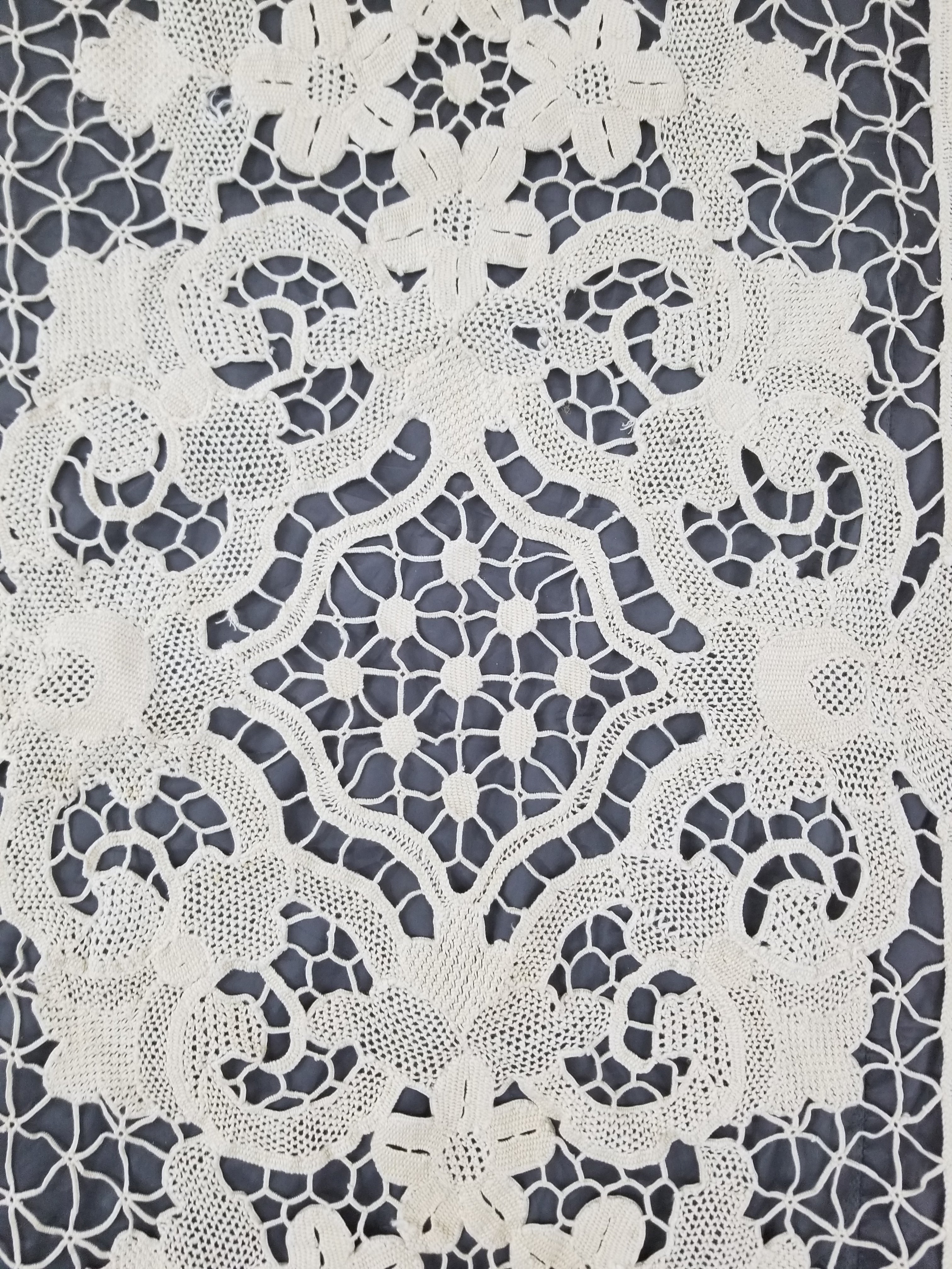 Vintage Italian Point De Venice Needle Lace Tablecloth 245x150cm