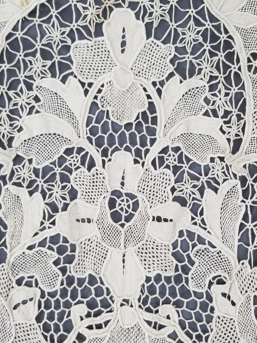 Vintage Italian Point De Venice Needle Lace Tablecloth 240x150cm