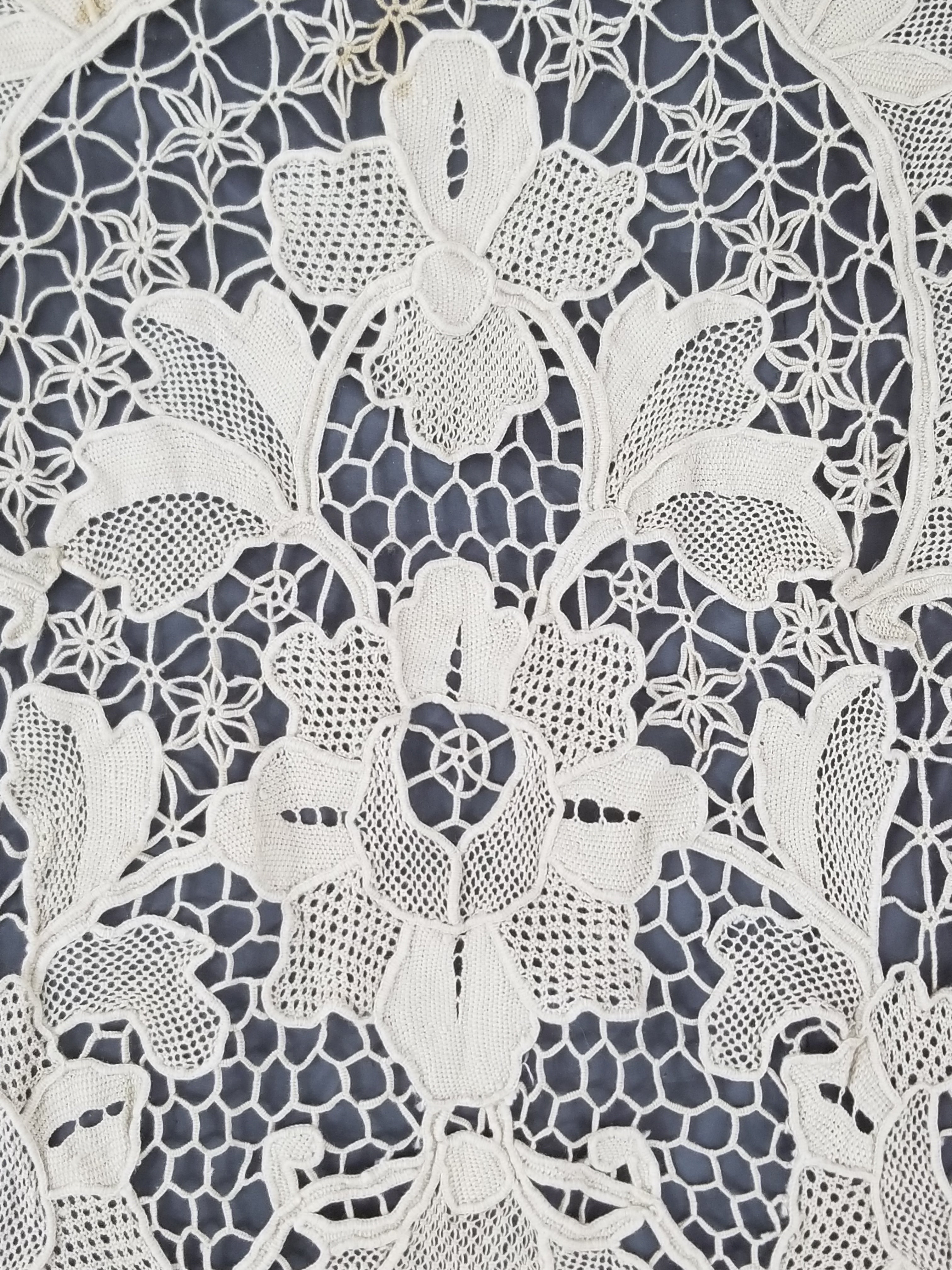 Vintage Italian Point De Venice Needle Lace Tablecloth 240x150cm