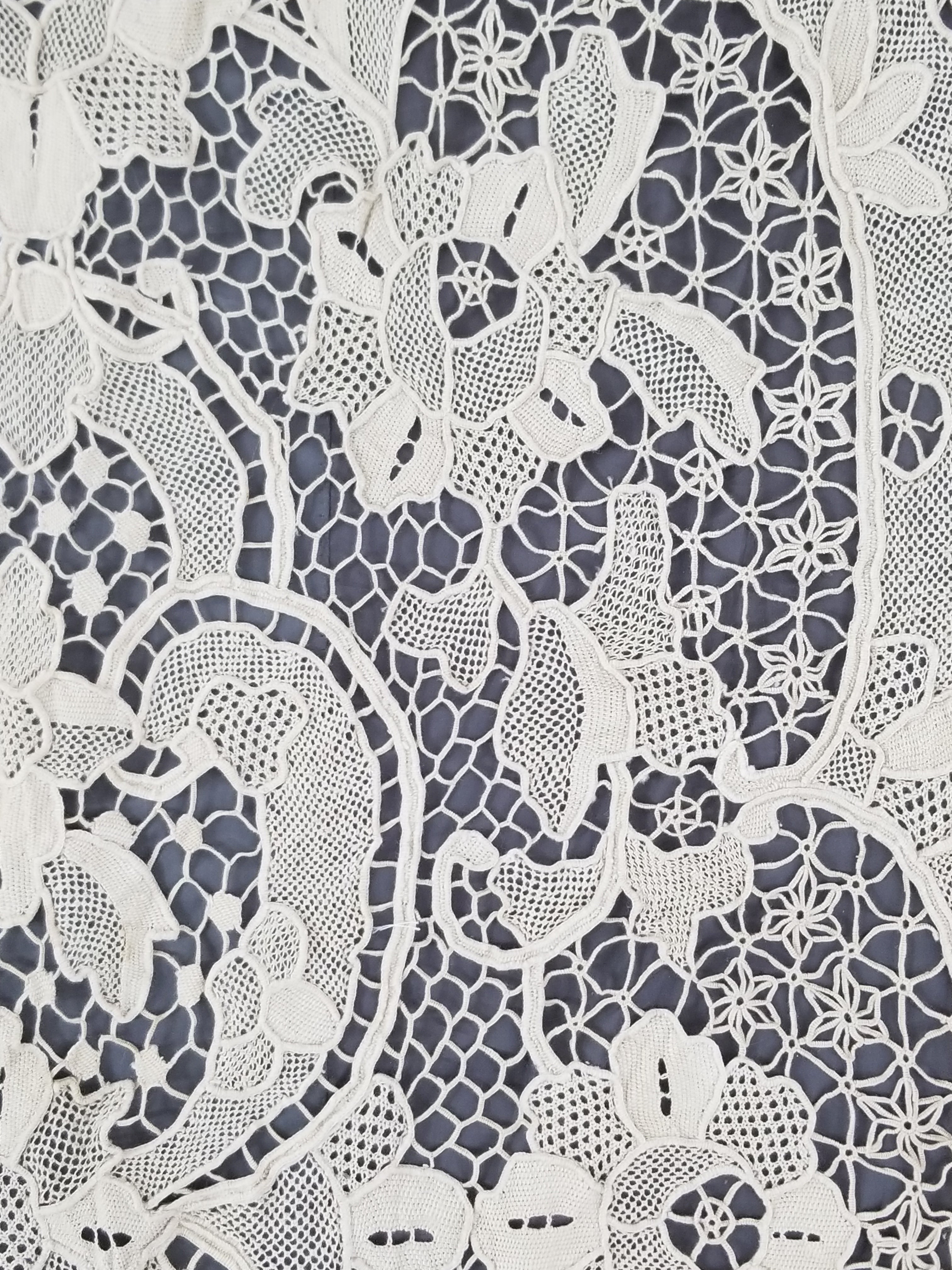 Vintage Italian Point De Venice Needle Lace Tablecloth 240x150cm