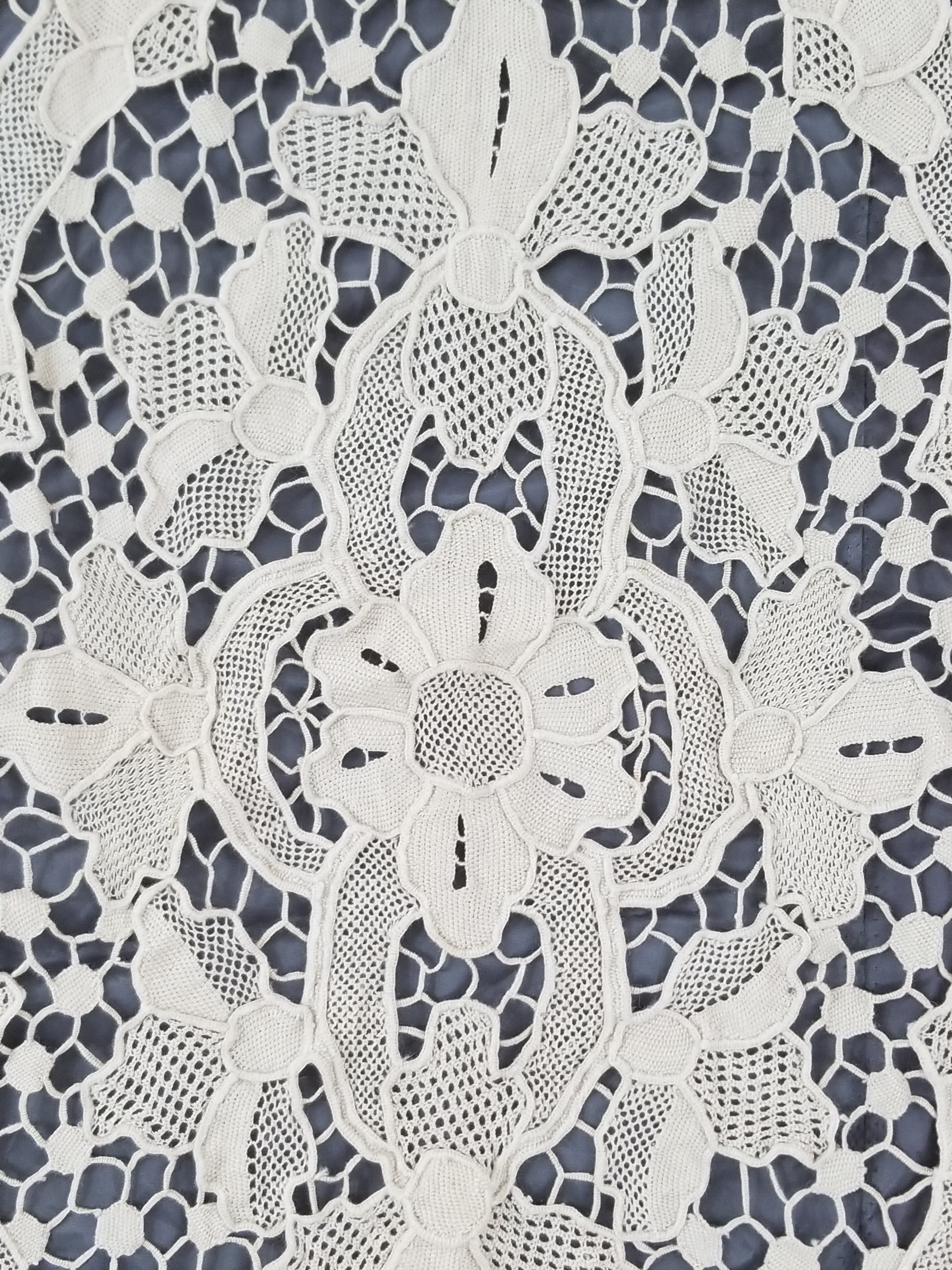 Vintage Italian Point De Venice Needle Lace Tablecloth 240x150cm