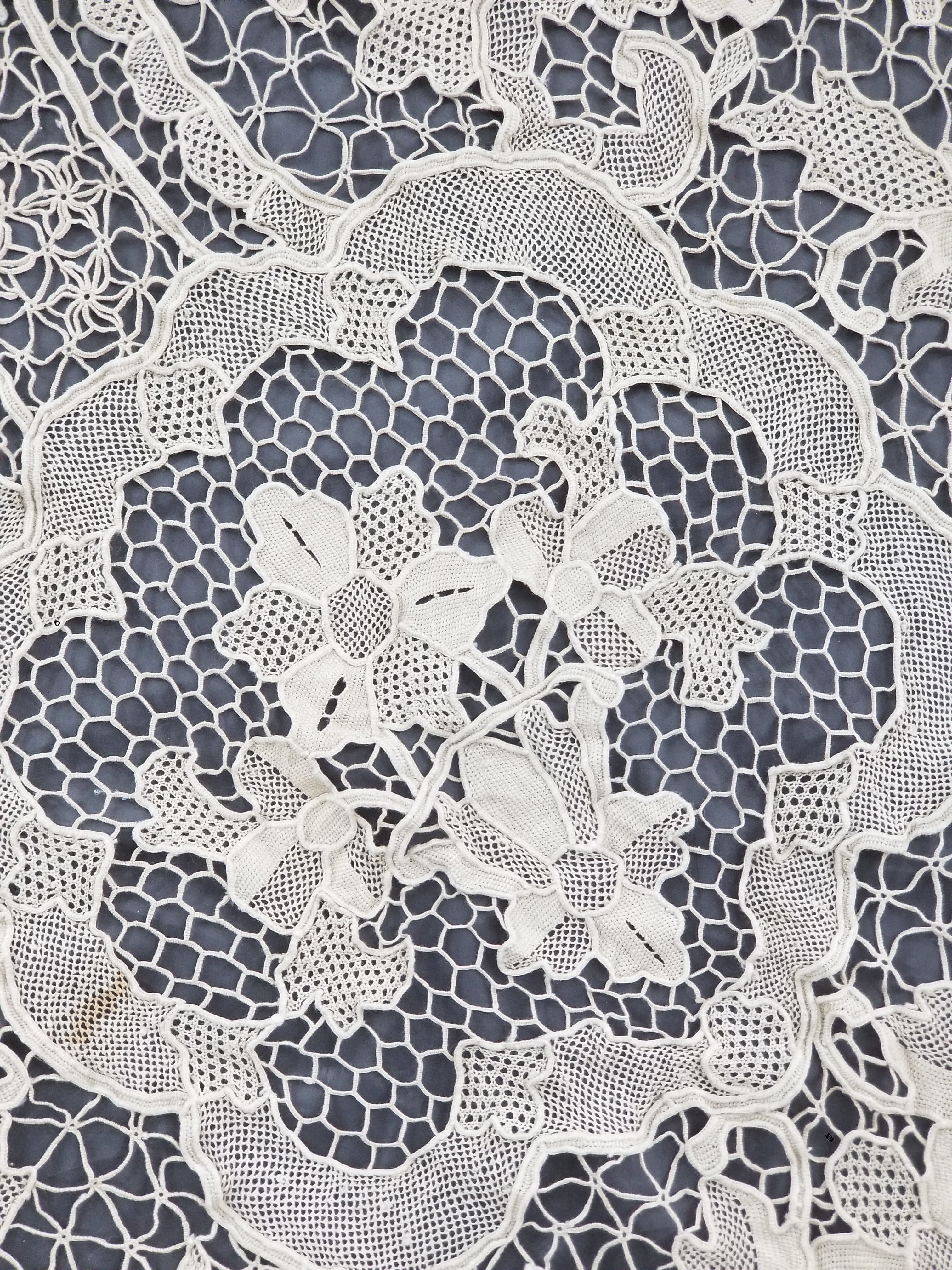 Vintage Italian Point De Venice Needle Lace Tablecloth 240x150cm