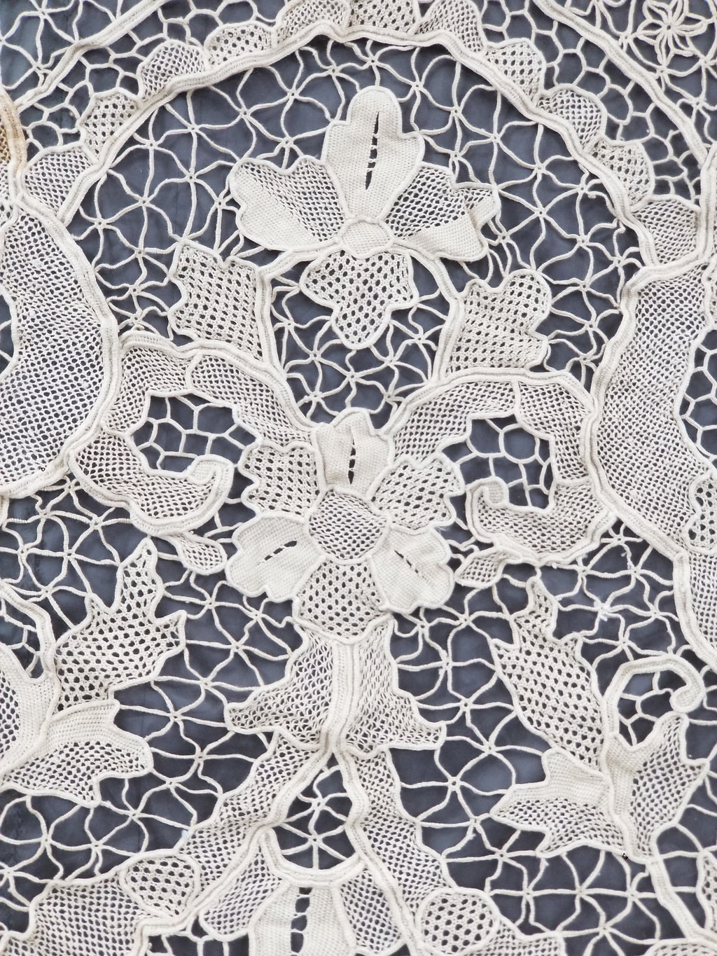 Vintage Italian Point De Venice Needle Lace Tablecloth 240x150cm