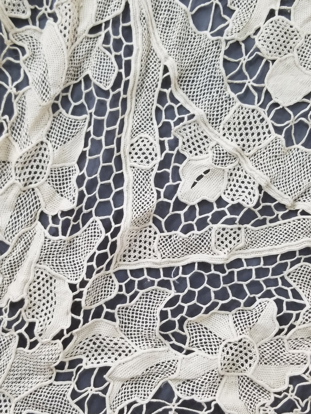 Vintage Italian Point De Venice Needle Lace Tablecloth 240x150cm