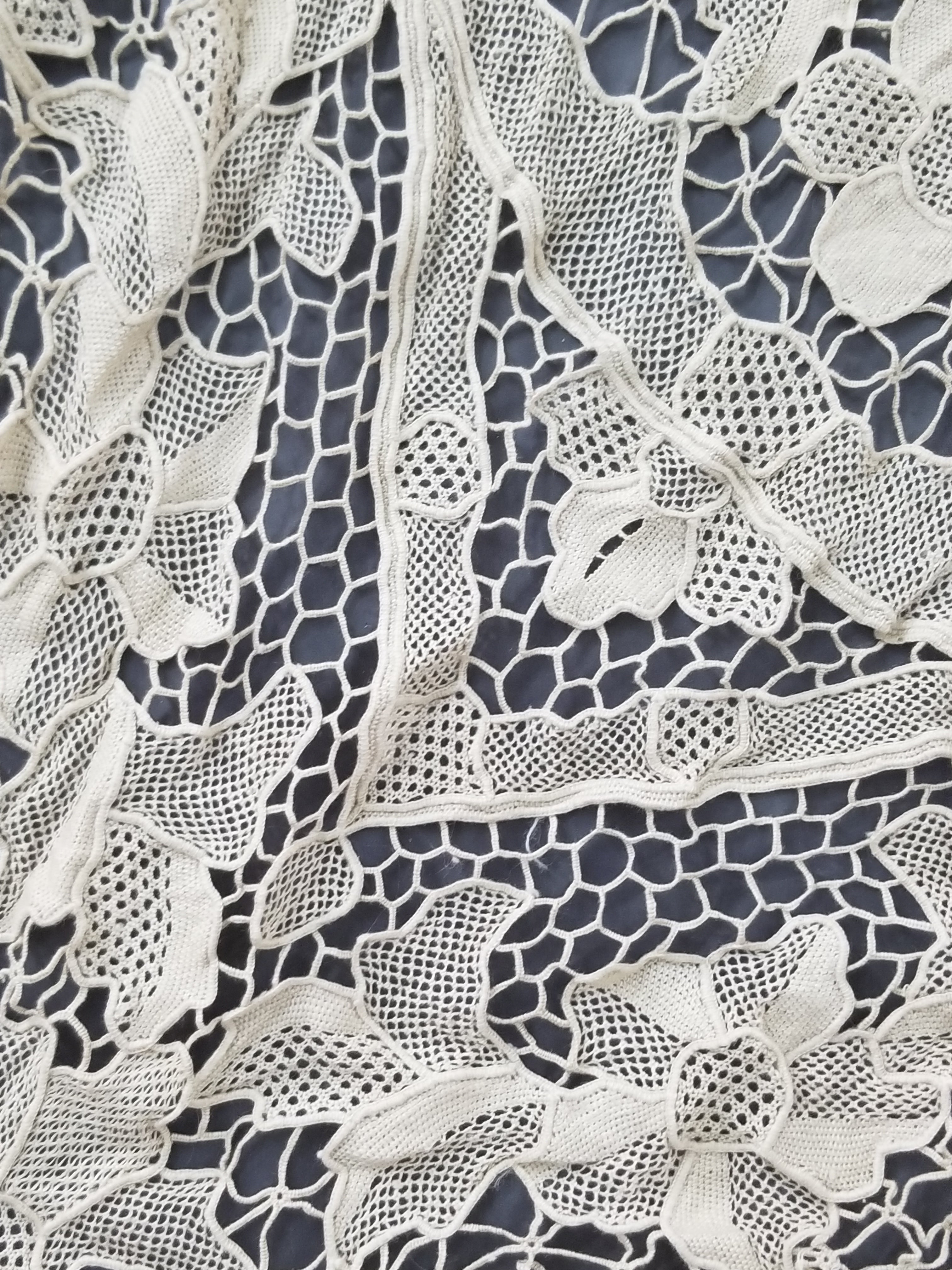 Vintage Italian Point De Venice Needle Lace Tablecloth 240x150cm