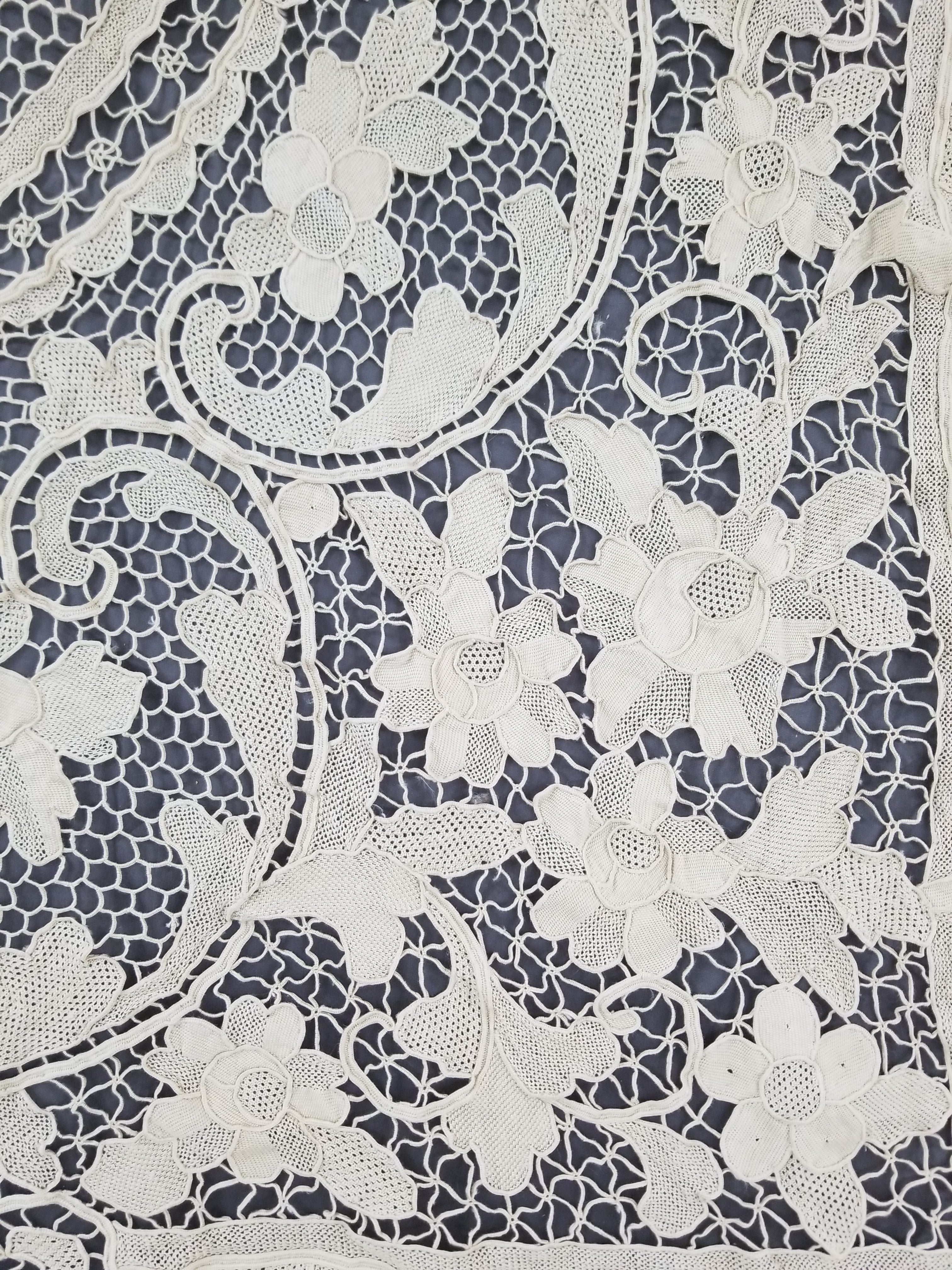 Vintage Italian Point De Venice Needle Lace Tablecloth 130x86cm