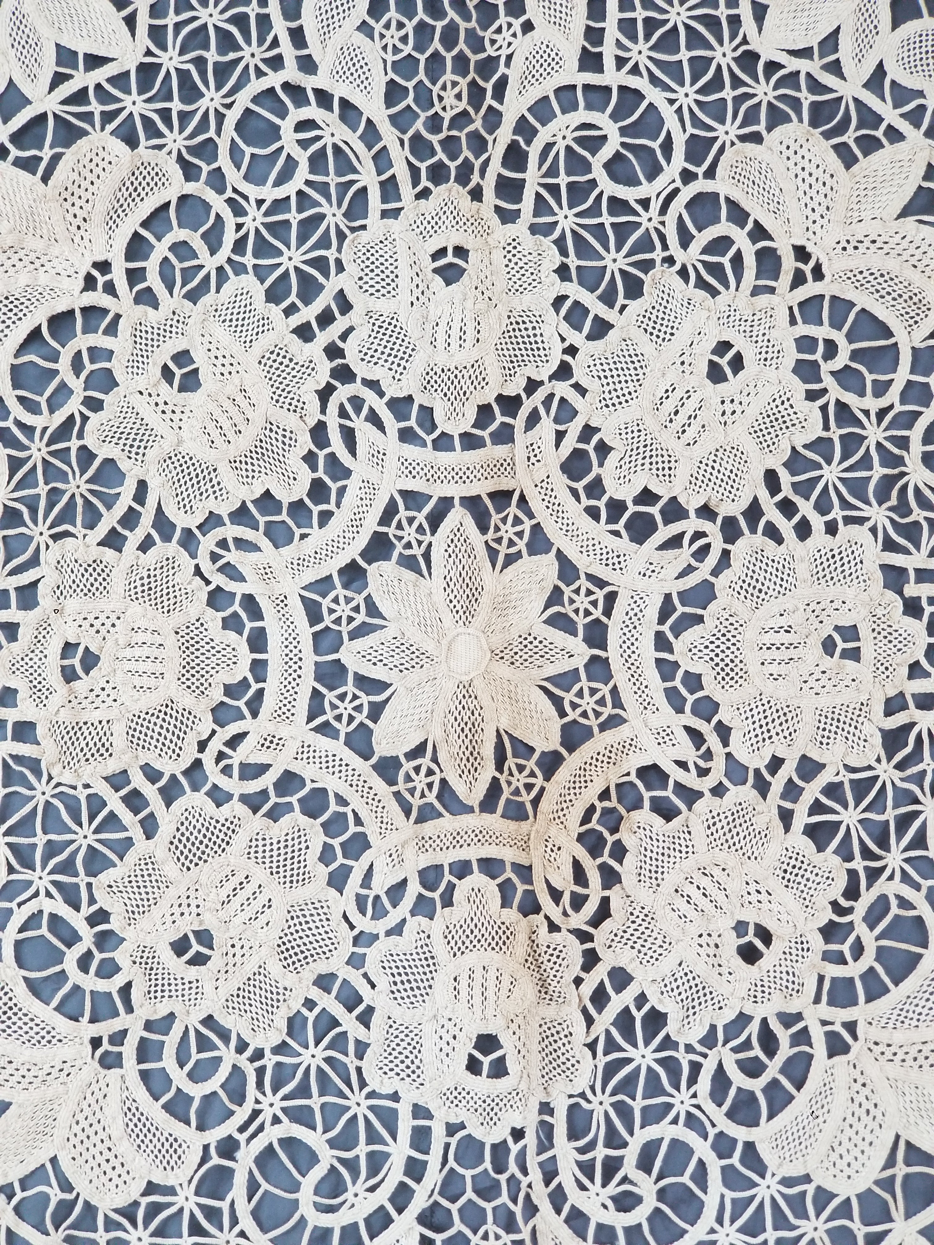 Vintage Italian Point De Venice Needle Lace Tablecloth 265x210cm