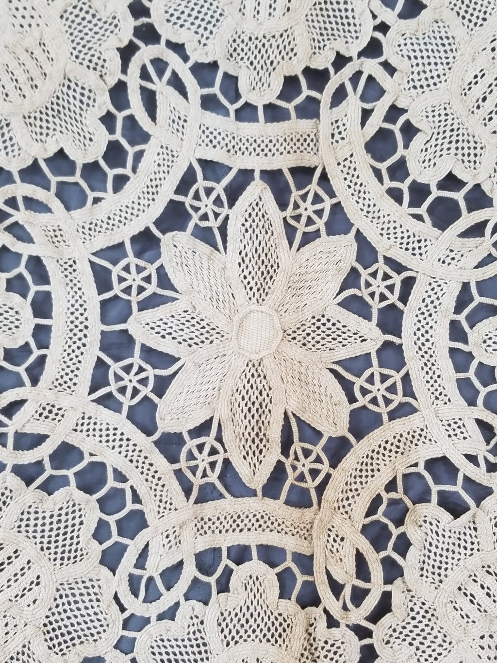 Vintage Italian Point De Venice Needle Lace Tablecloth 265x210cm