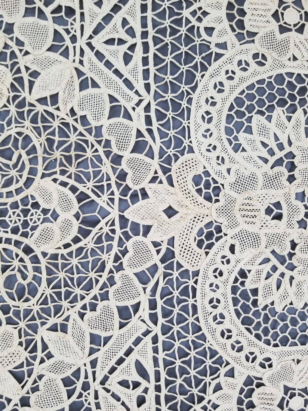 Vintage Italian Point De Venice Needle Lace Tablecloth 265x210cm