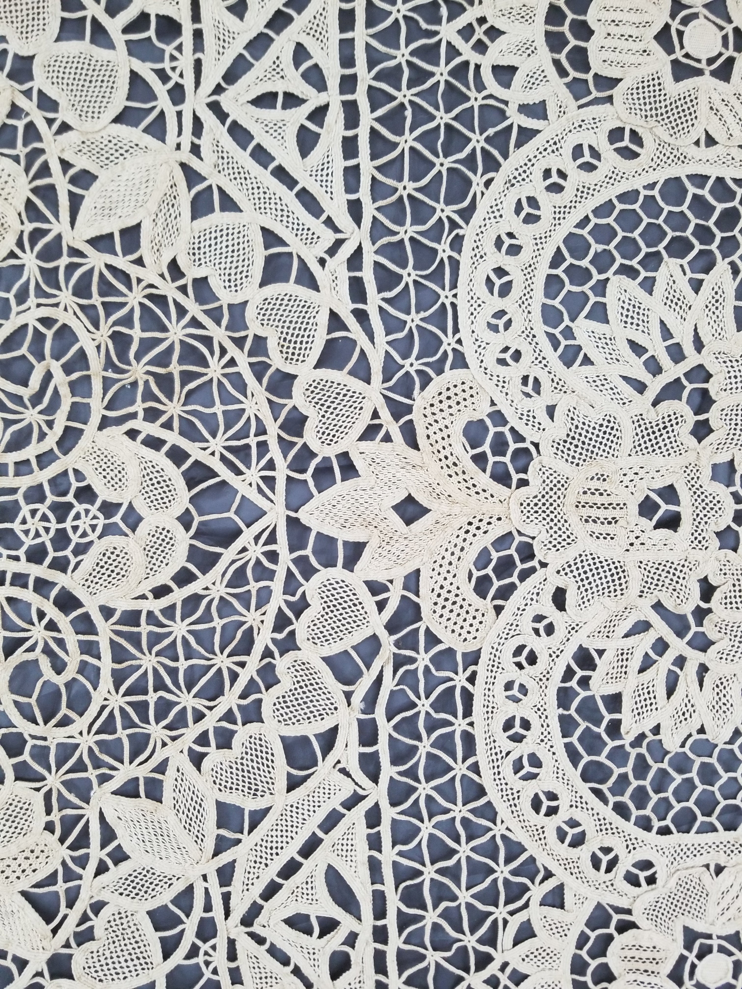 Vintage Italian Point De Venice Needle Lace Tablecloth 265x210cm
