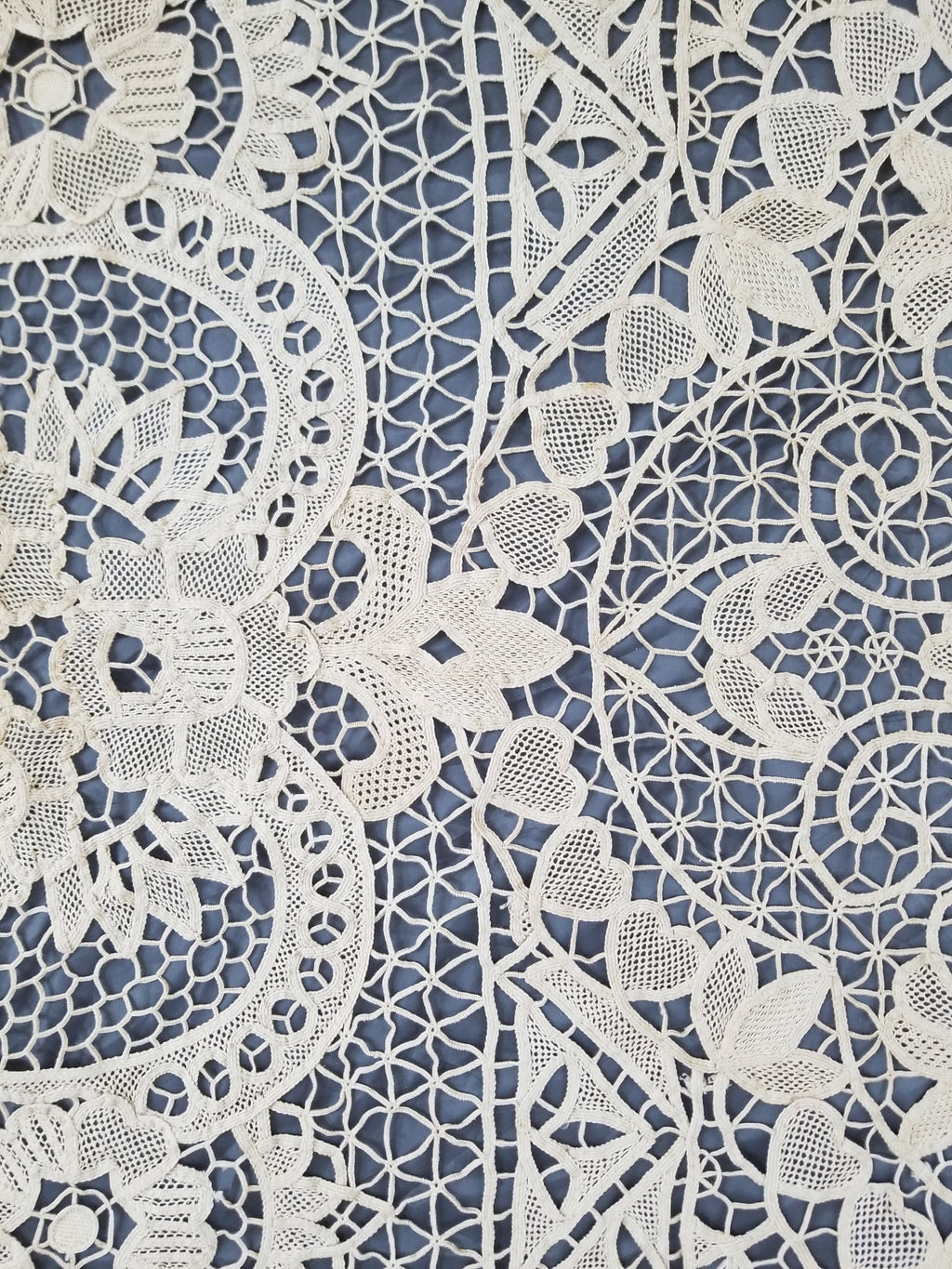 Vintage Italian Point De Venice Needle Lace Tablecloth 265x210cm