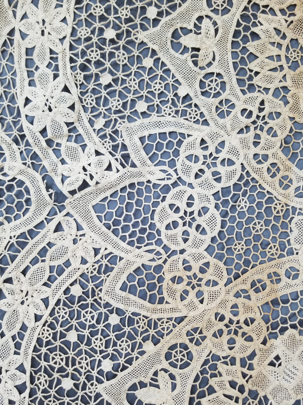 Vintage Italian Point De Venice Needle Lace Tablecloth 265x210cm