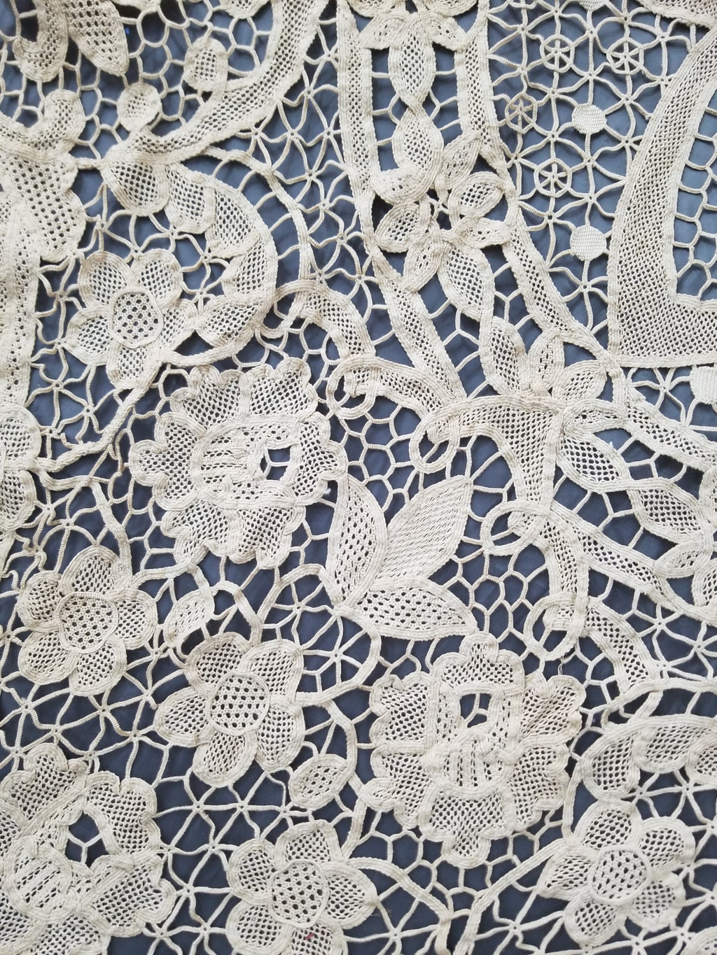 Vintage Italian Point De Venice Needle Lace Tablecloth 265x210cm