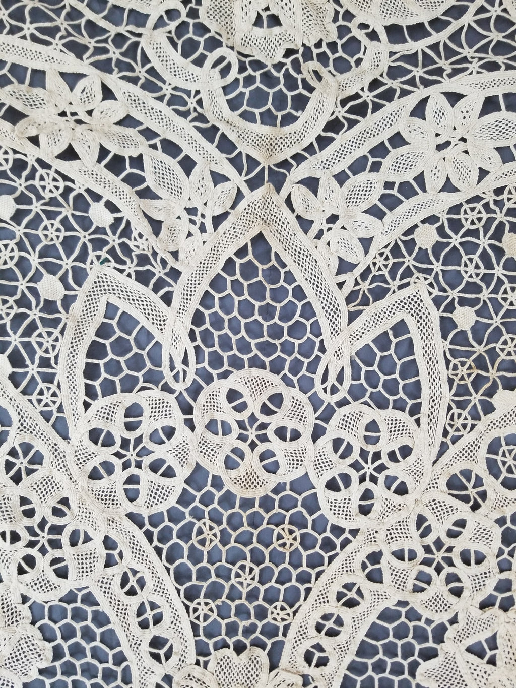 Vintage Italian Point De Venice Needle Lace Tablecloth 265x210cm