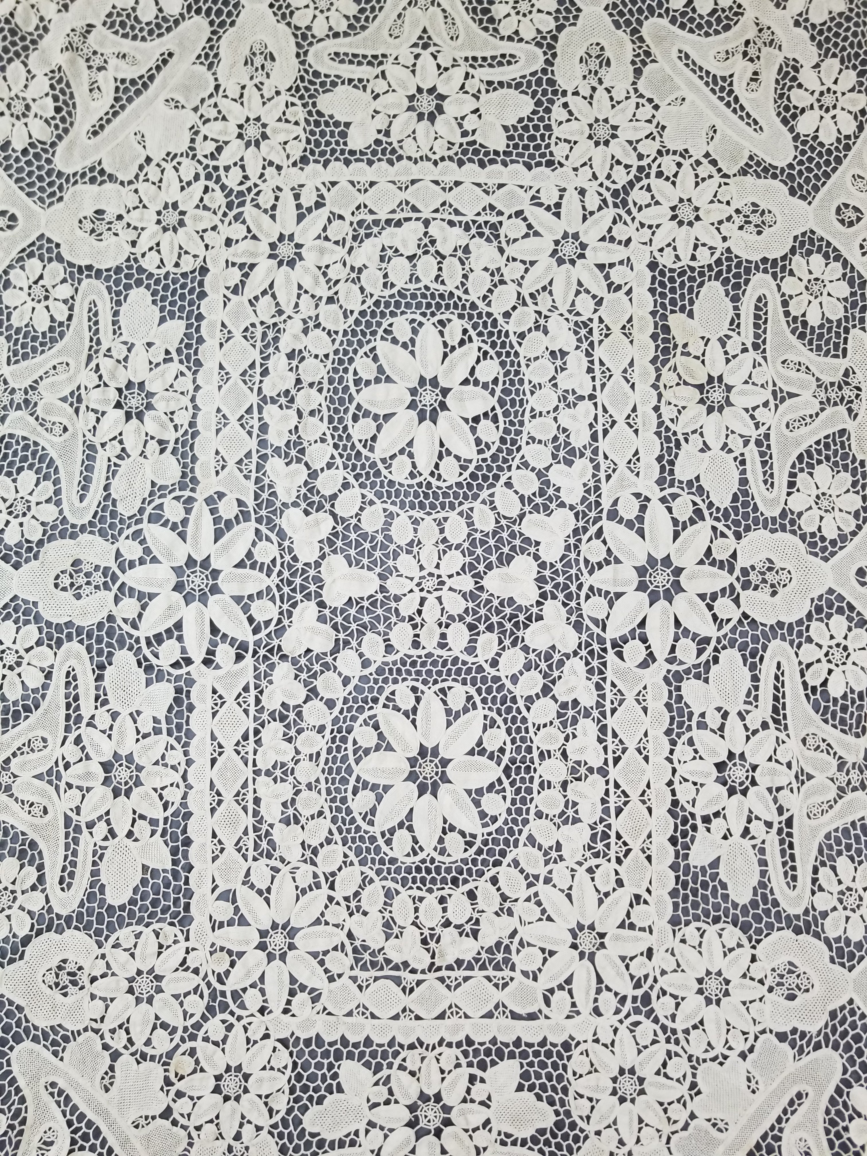Vintage Italian Point De Venice Needle Lace Tablecloth 200x160cm