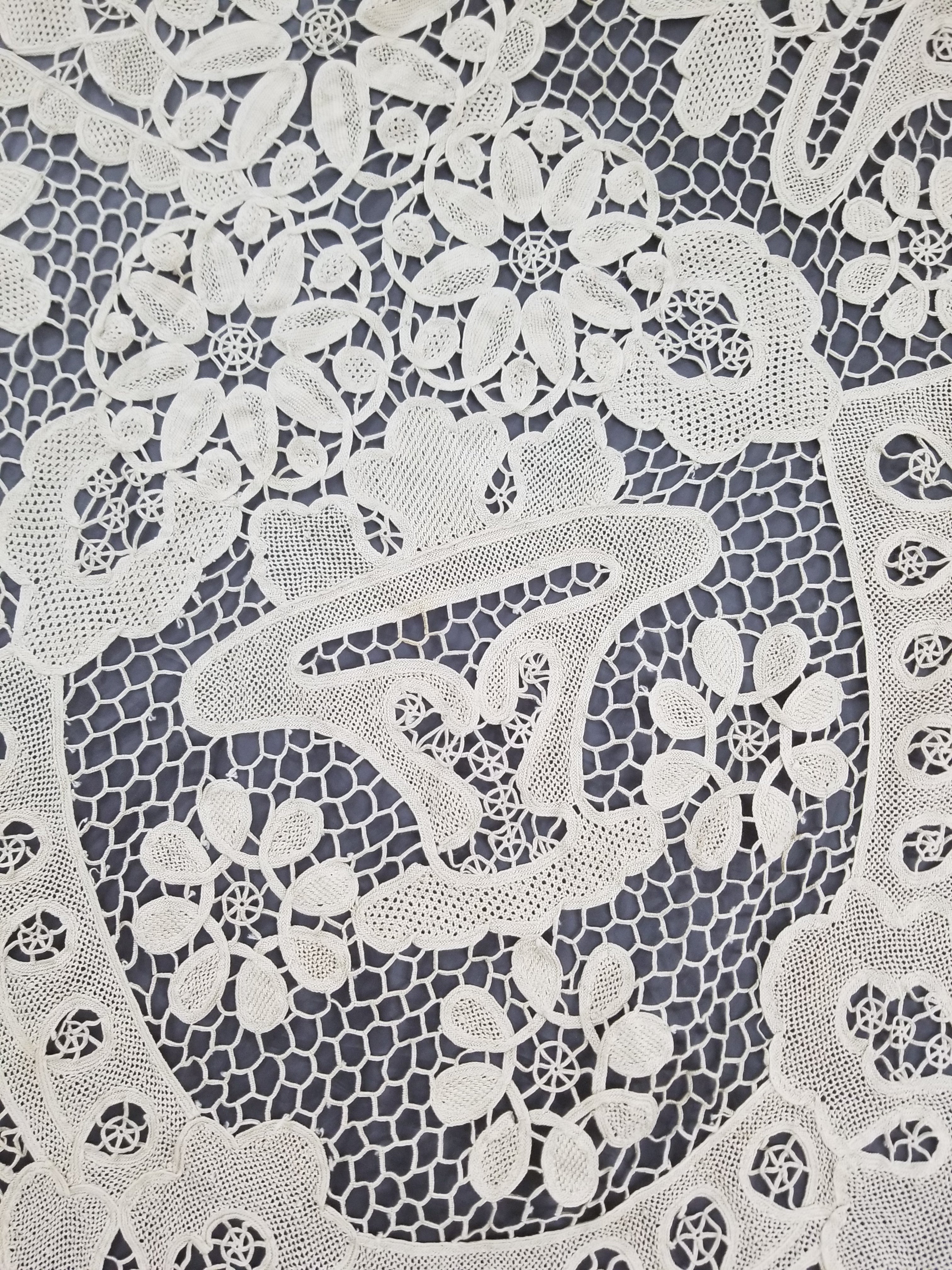 Vintage Italian Point De Venice Needle Lace Tablecloth 200x160cm