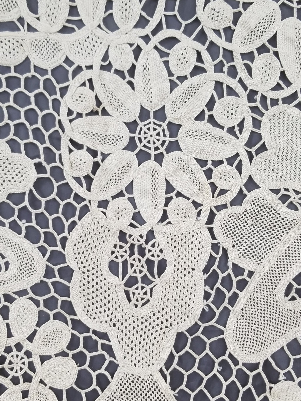 Vintage Italian Point De Venice Needle Lace Tablecloth 200x160cm