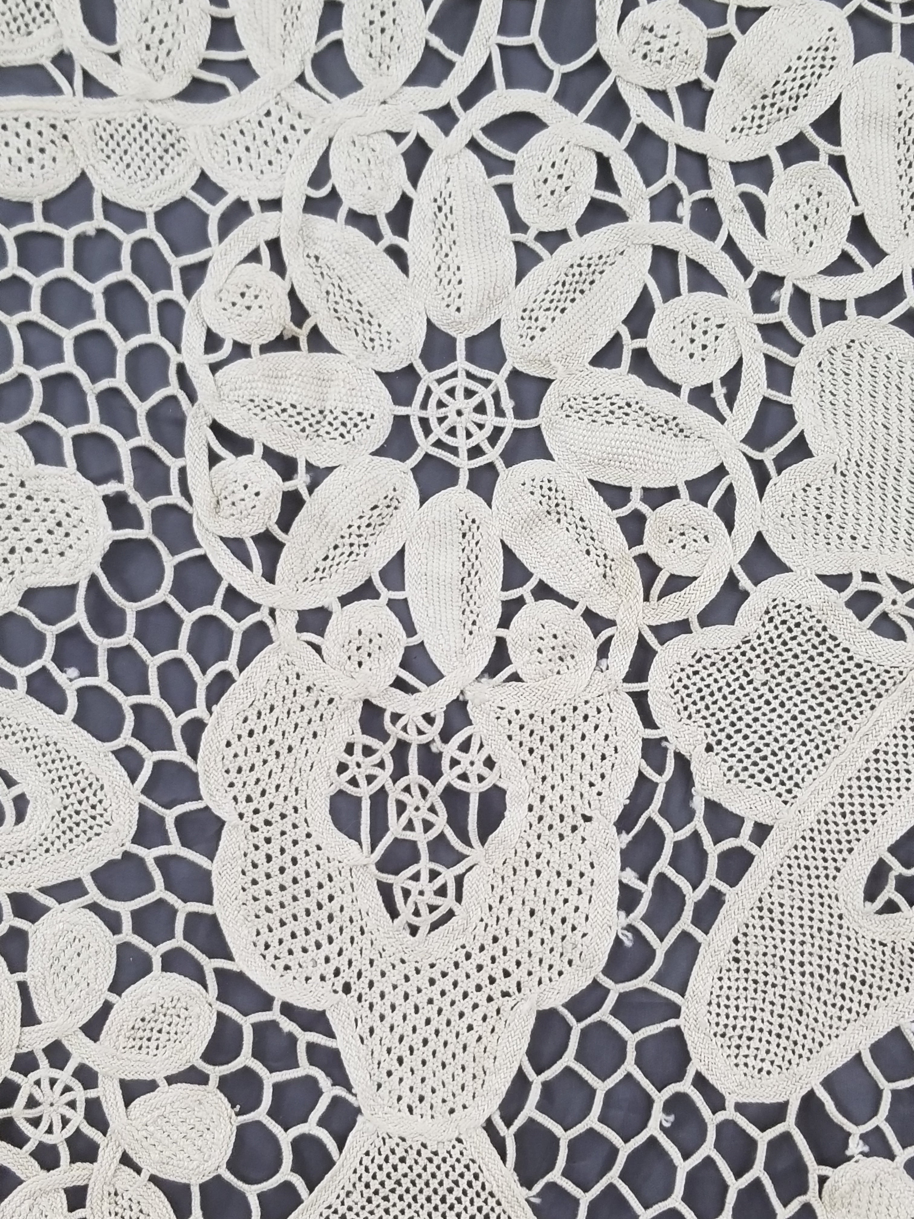 Vintage Italian Point De Venice Needle Lace Tablecloth 200x160cm
