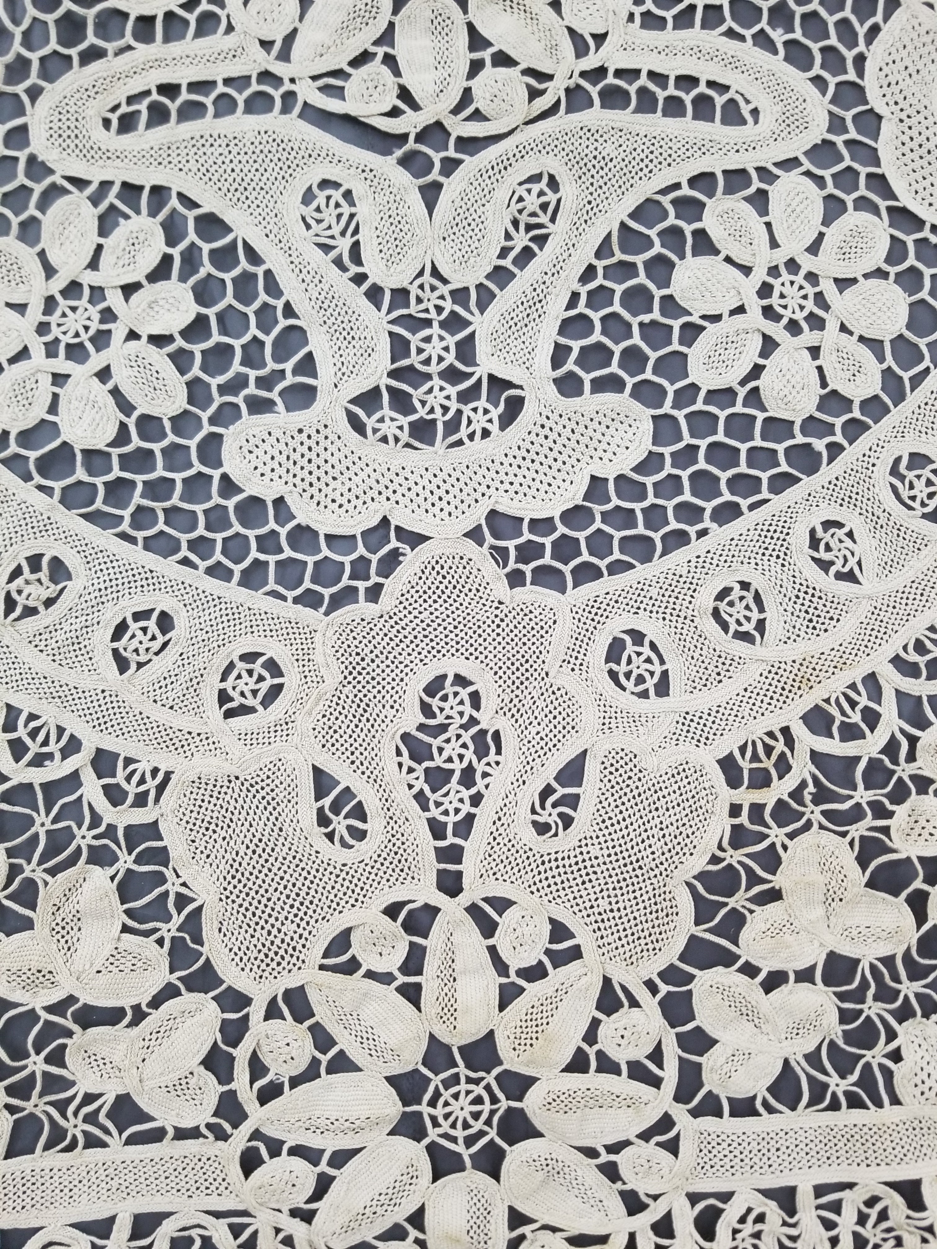 Vintage Italian Point De Venice Needle Lace Tablecloth 200x160cm