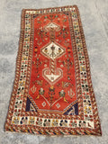 Distressed Antique Traditional Handmade Caucasian Shirvan Wool Rug 241x122cm