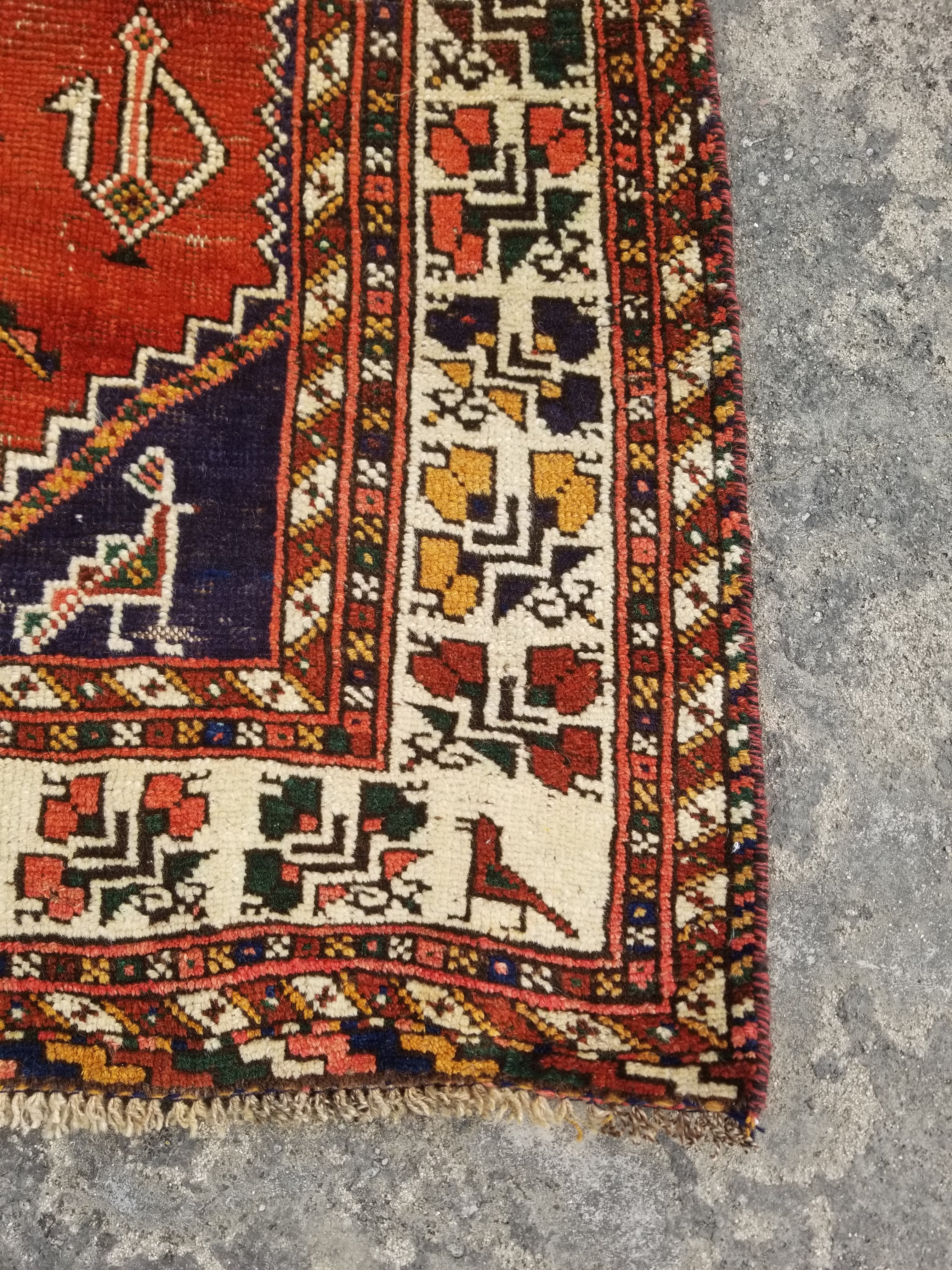 Distressed Antique Traditional Handmade Caucasian Shirvan Wool Rug 241x122cm
