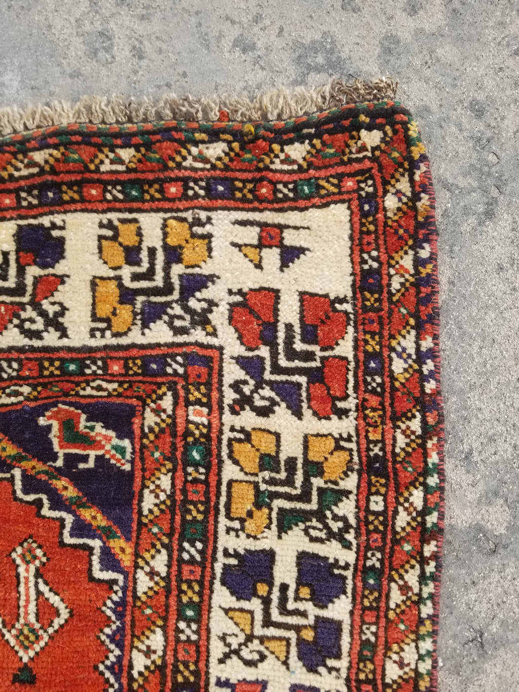 Distressed Antique Traditional Handmade Caucasian Shirvan Wool Rug 241x122cm