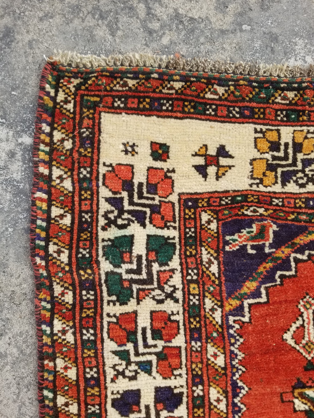 Distressed Antique Traditional Handmade Caucasian Shirvan Wool Rug 241x122cm
