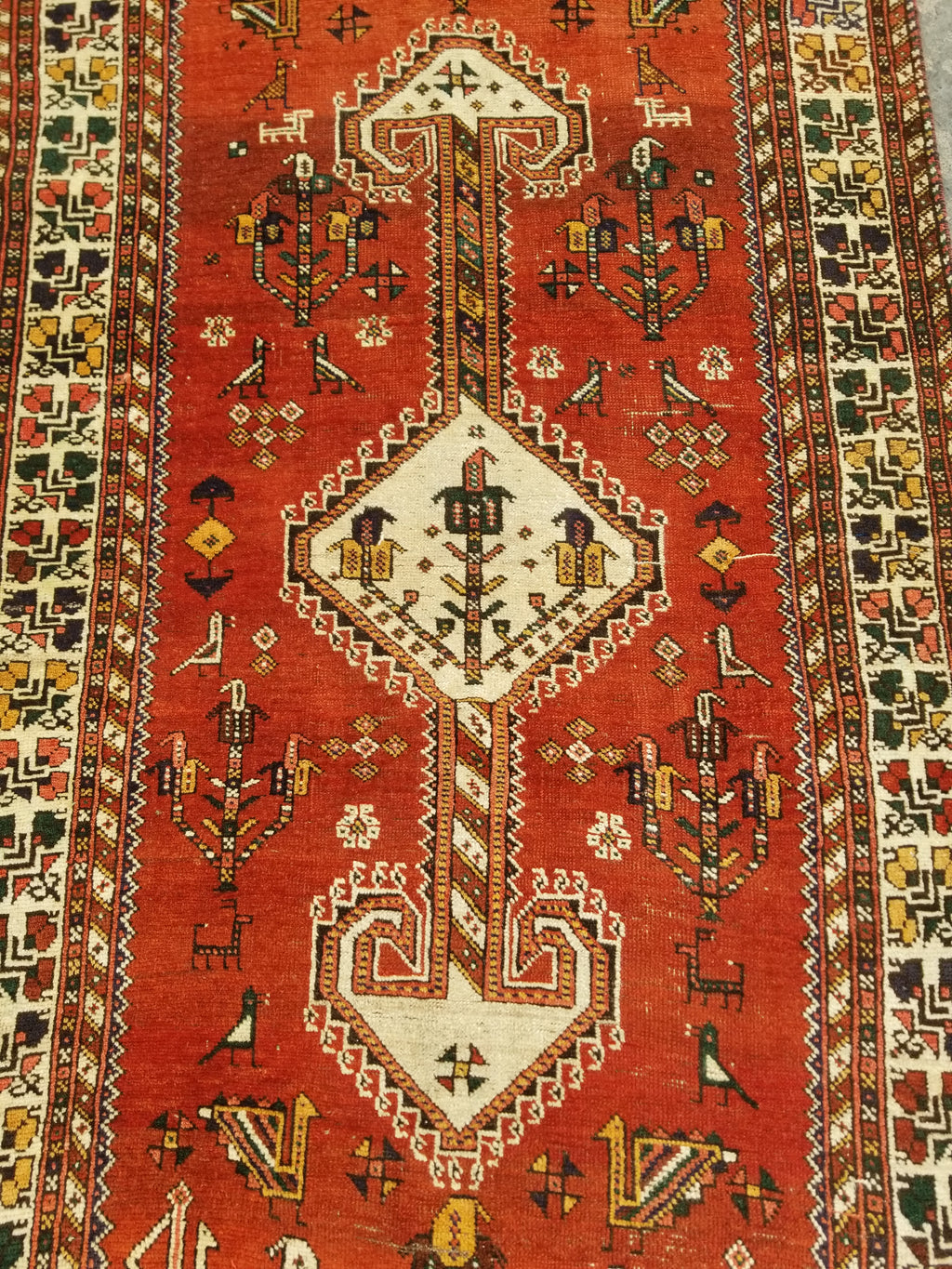 Distressed Antique Traditional Handmade Caucasian Shirvan Wool Rug 241x122cm