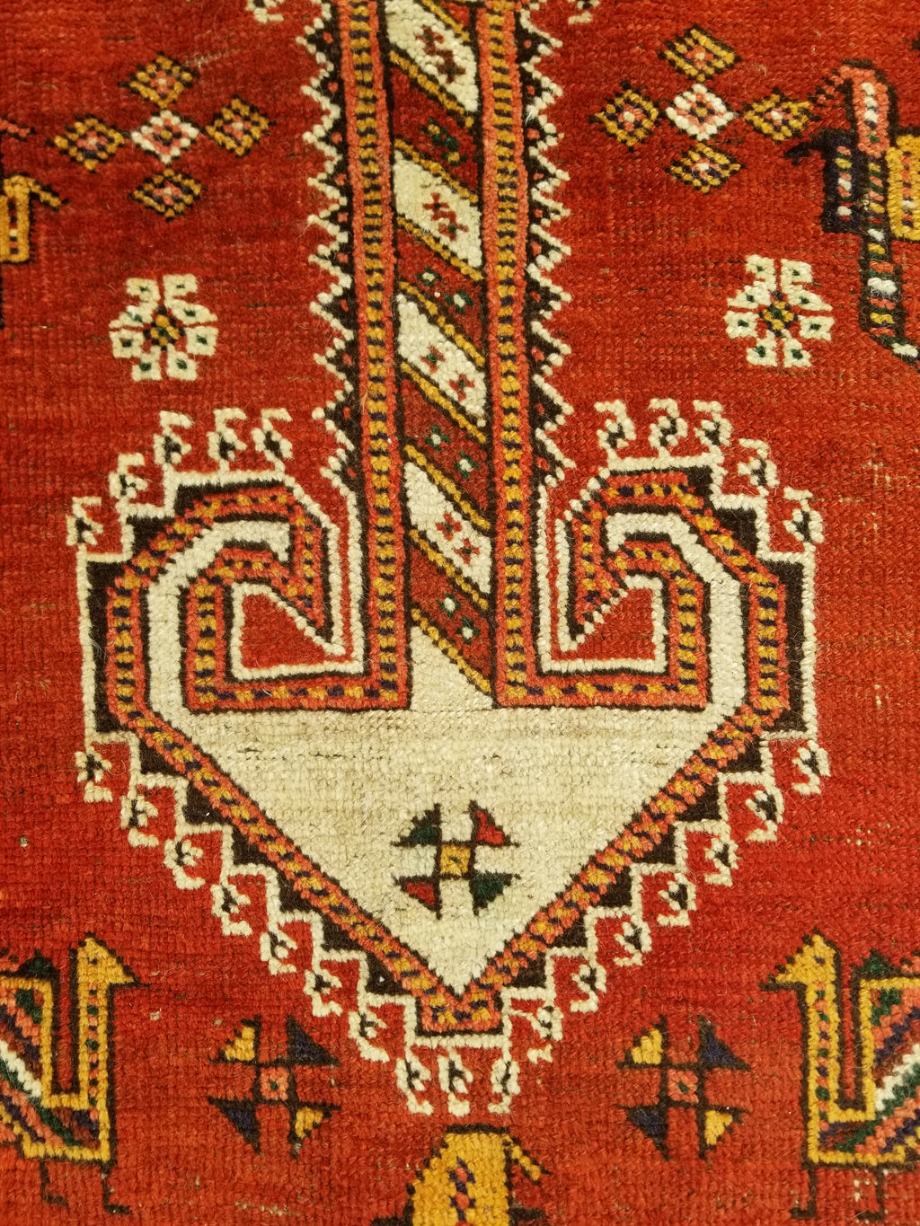 Distressed Antique Traditional Handmade Caucasian Shirvan Wool Rug 241x122cm