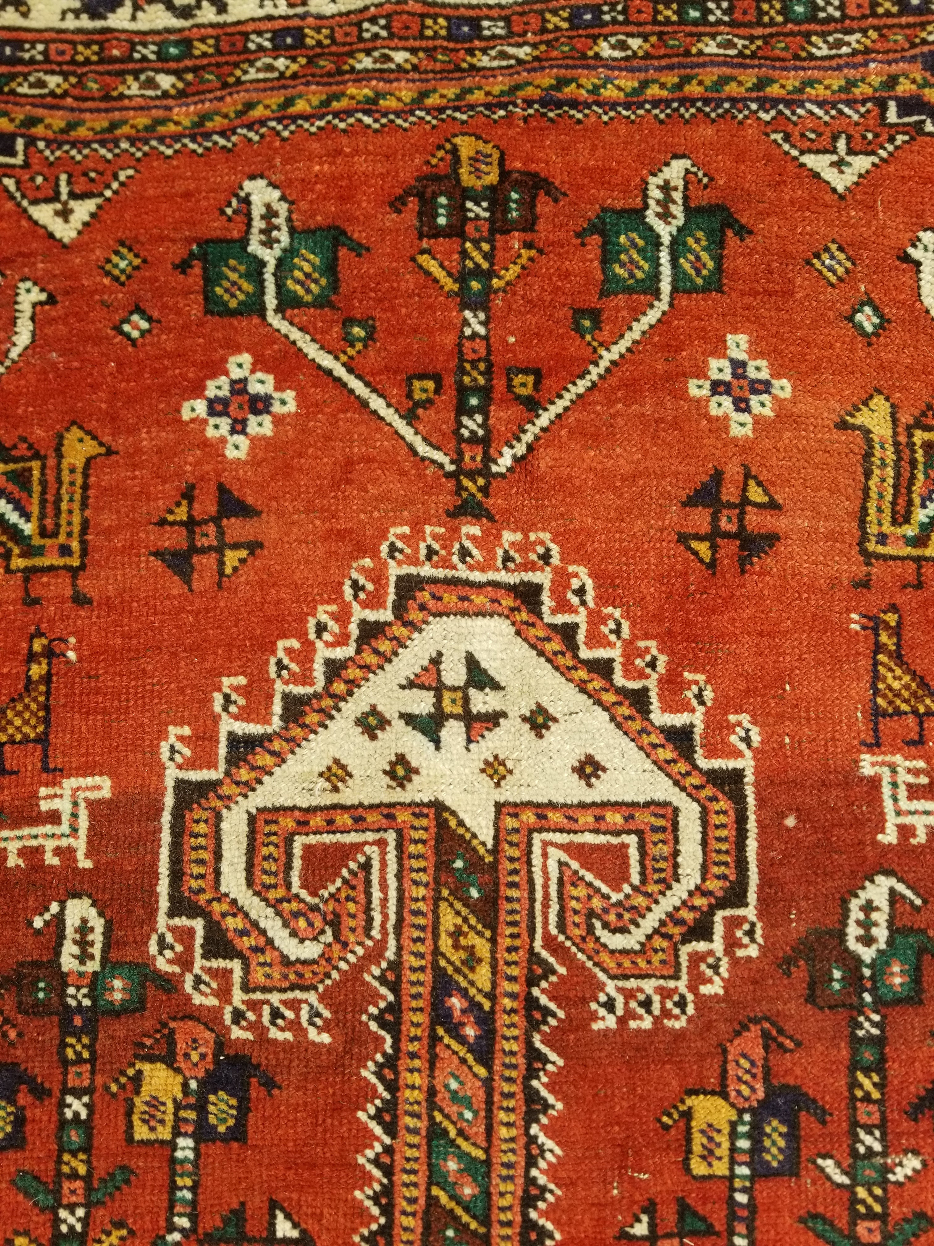 Distressed Antique Traditional Handmade Caucasian Shirvan Wool Rug 241x122cm