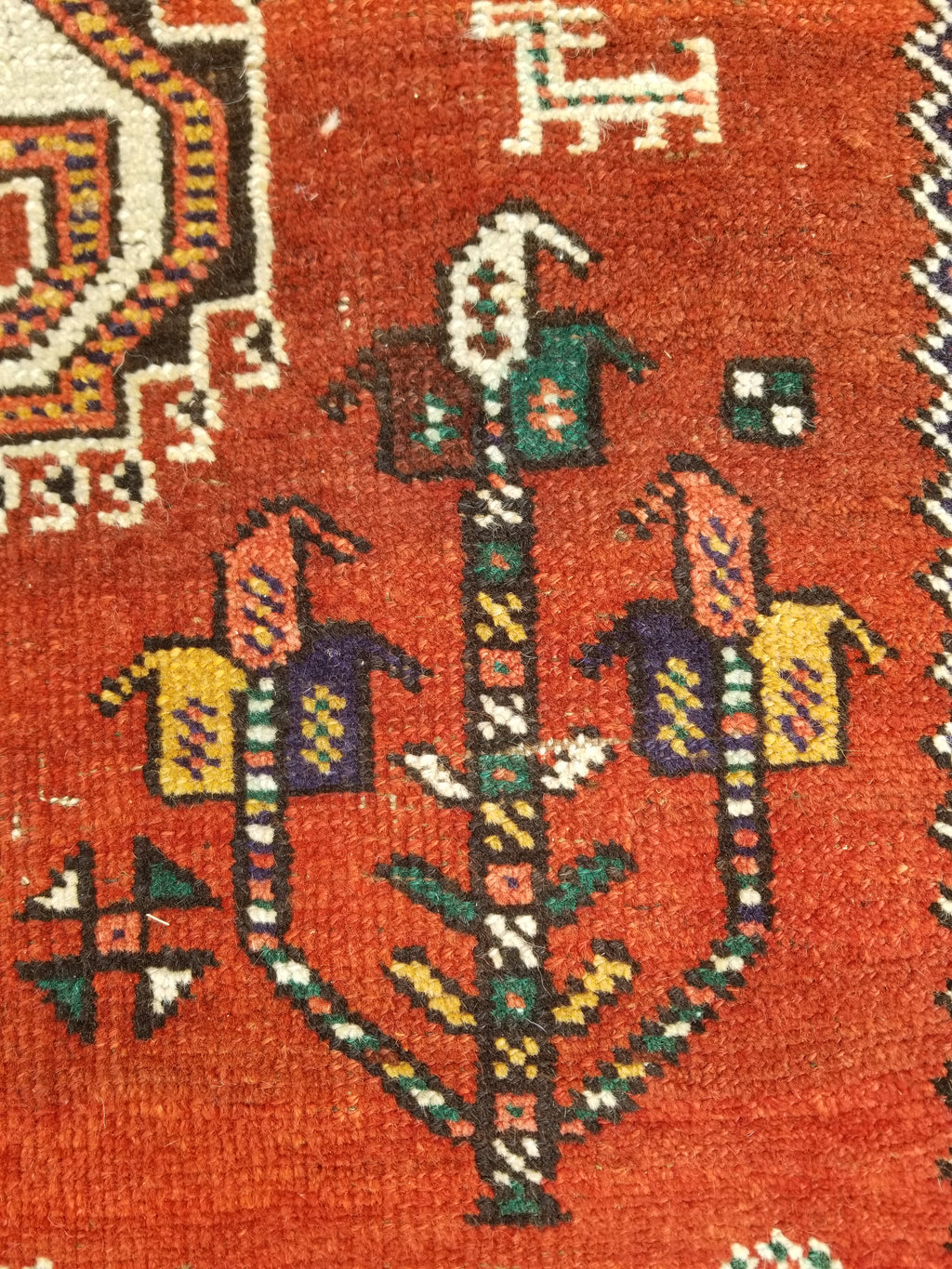 Distressed Antique Traditional Handmade Caucasian Shirvan Wool Rug 241x122cm