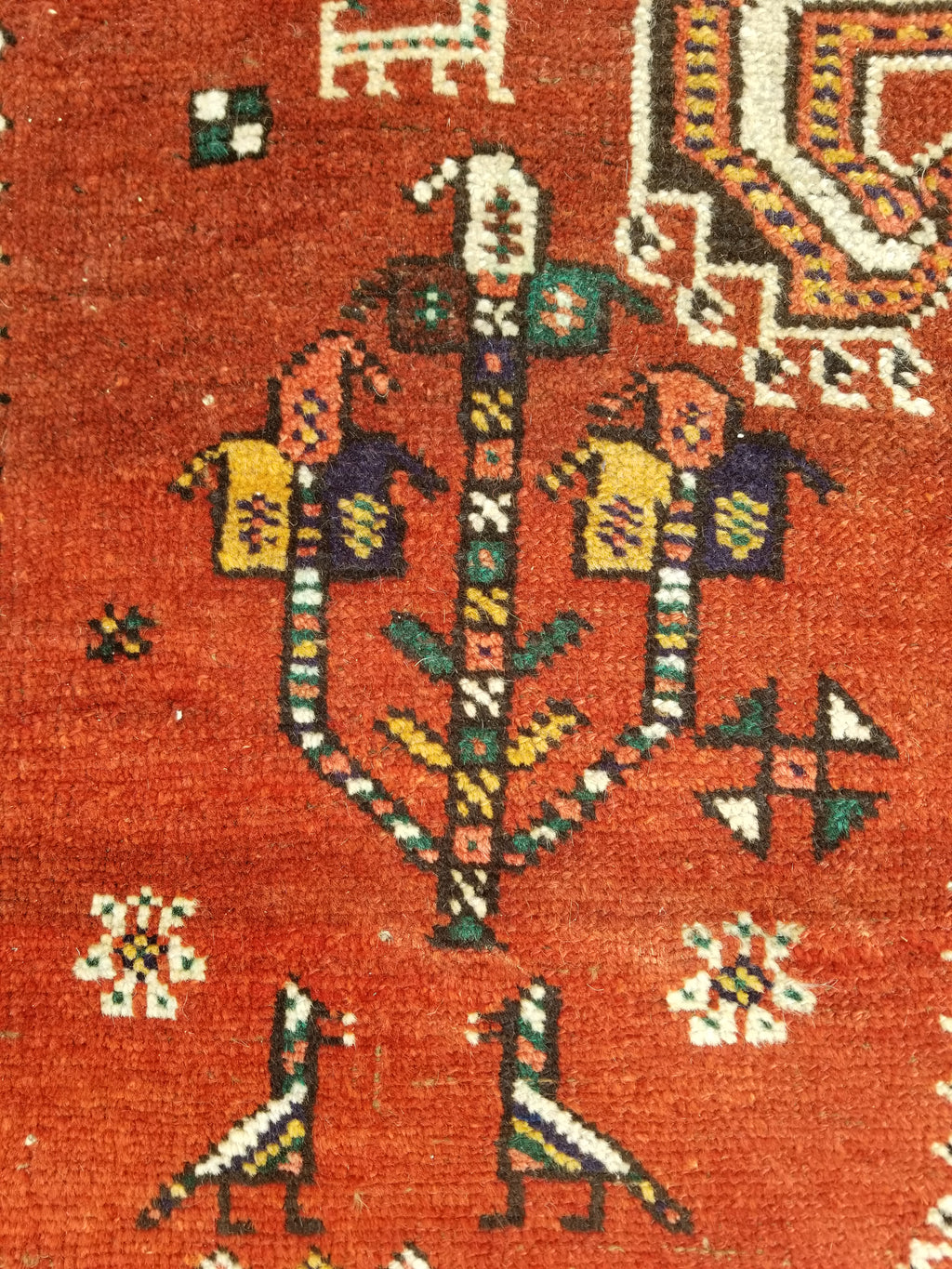 Distressed Antique Traditional Handmade Caucasian Shirvan Wool Rug 241x122cm