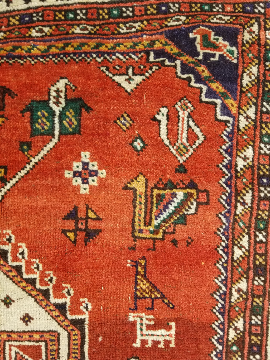 Distressed Antique Traditional Handmade Caucasian Shirvan Wool Rug 241x122cm
