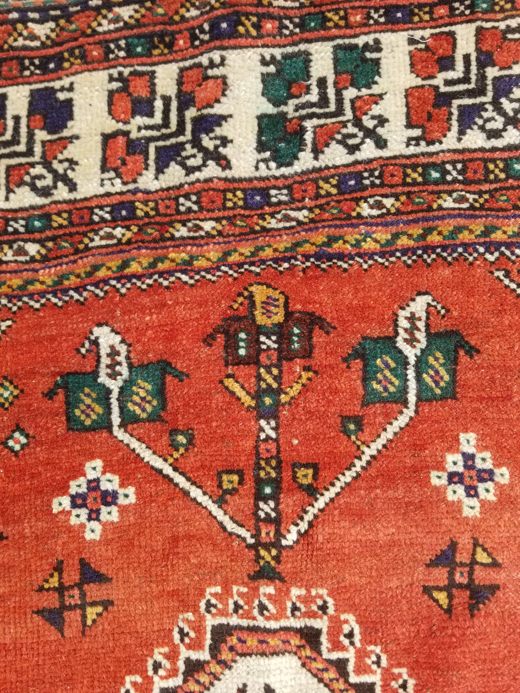 Distressed Antique Traditional Handmade Caucasian Shirvan Wool Rug 241x122cm