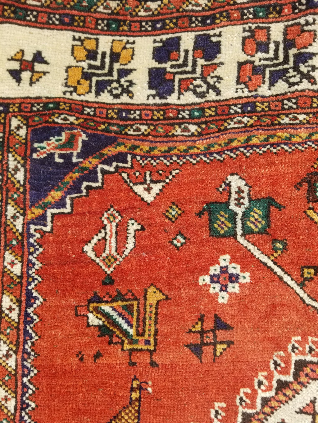 Distressed Antique Traditional Handmade Caucasian Shirvan Wool Rug 241x122cm