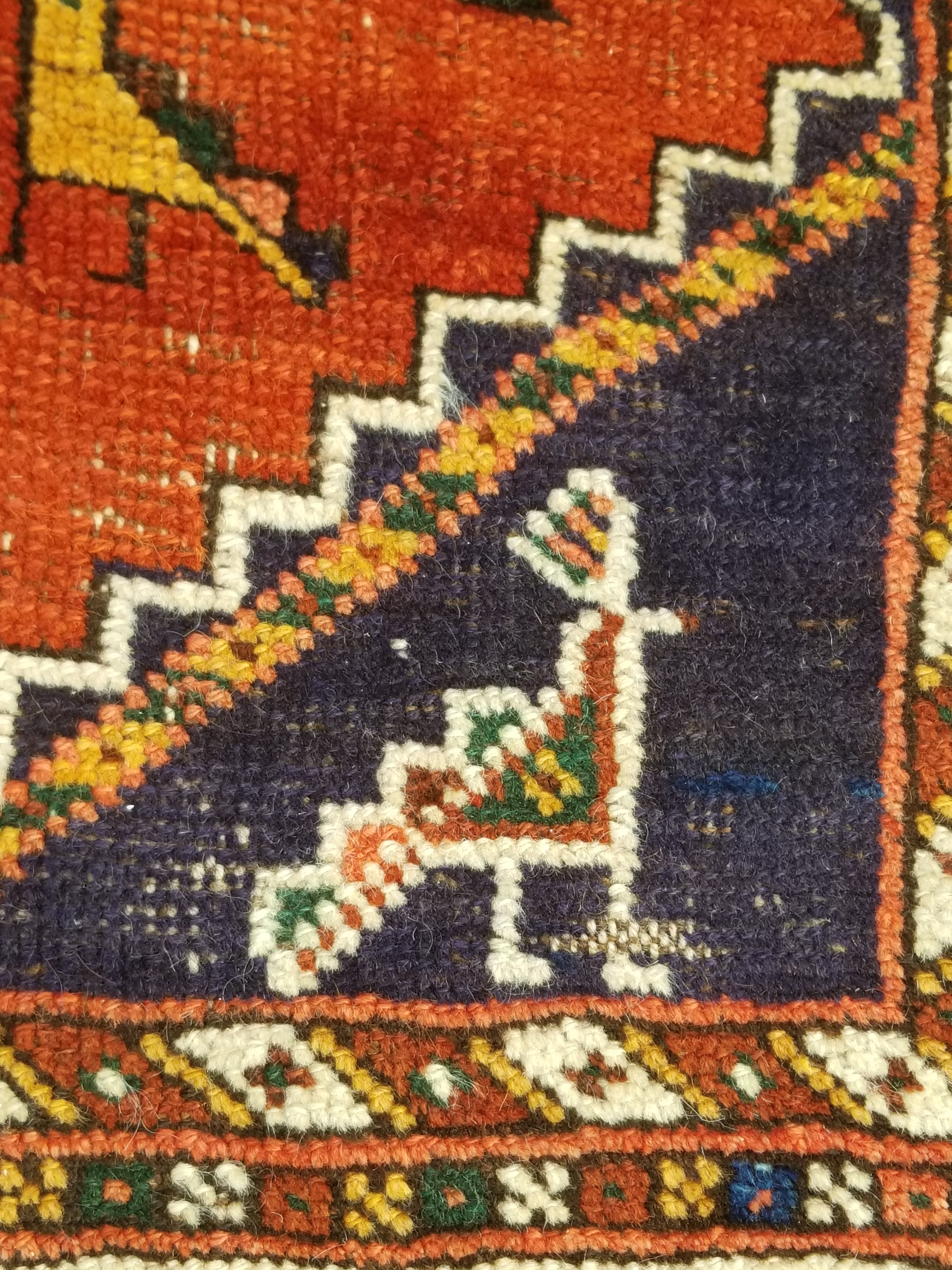 Distressed Antique Traditional Handmade Caucasian Shirvan Wool Rug 241x122cm