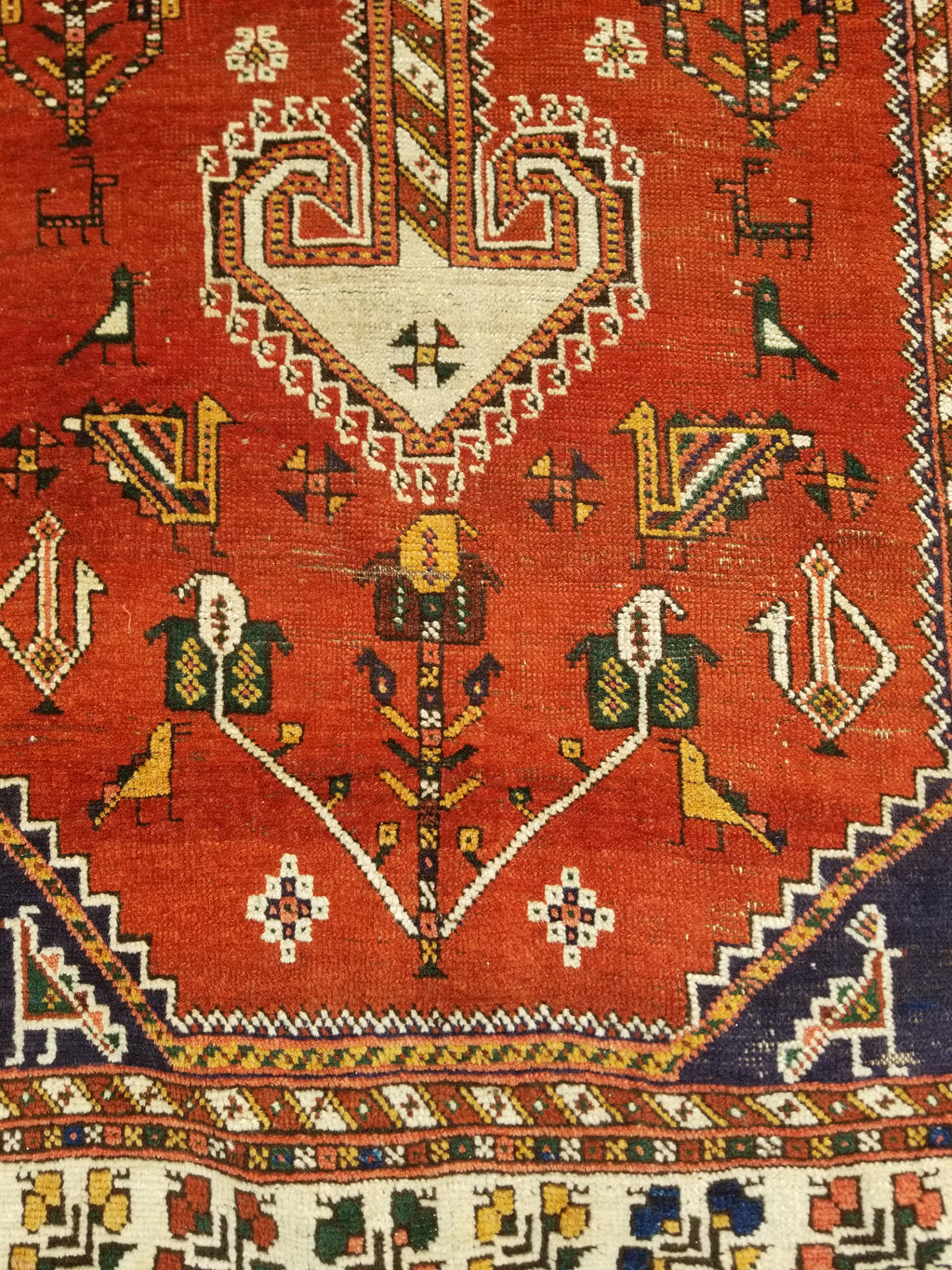 Distressed Antique Traditional Handmade Caucasian Shirvan Wool Rug 241x122cm