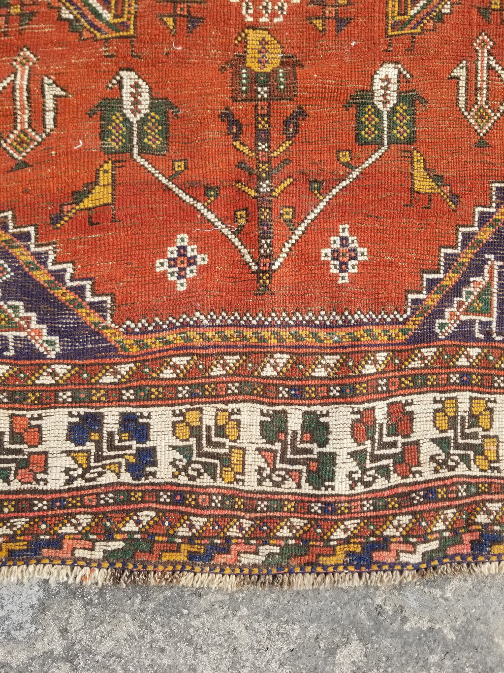 Distressed Antique Traditional Handmade Caucasian Shirvan Wool Rug 241x122cm