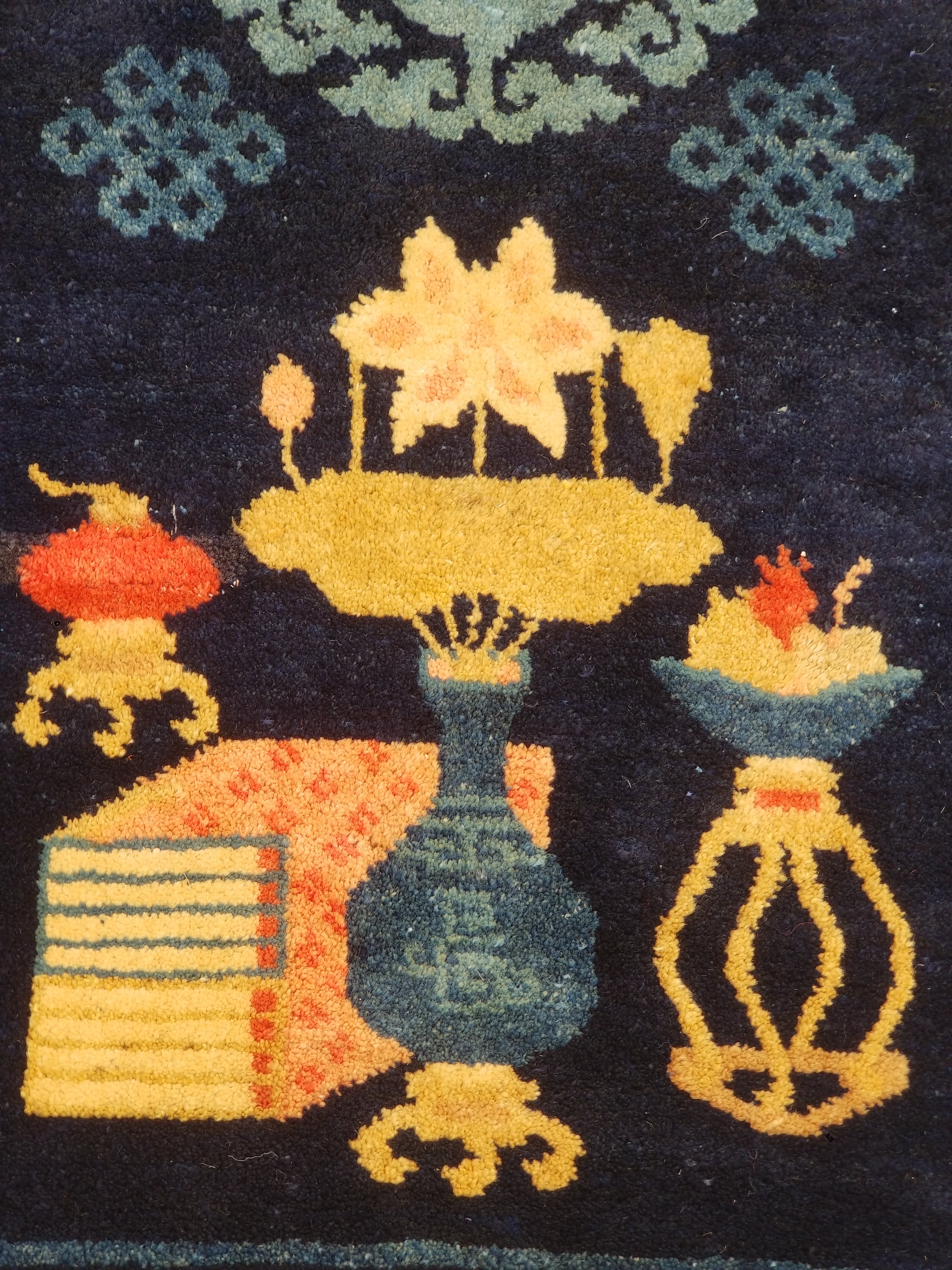 Antique Traditional Handmade Chinese Peking Wool Multicolor Rug 134x67cm