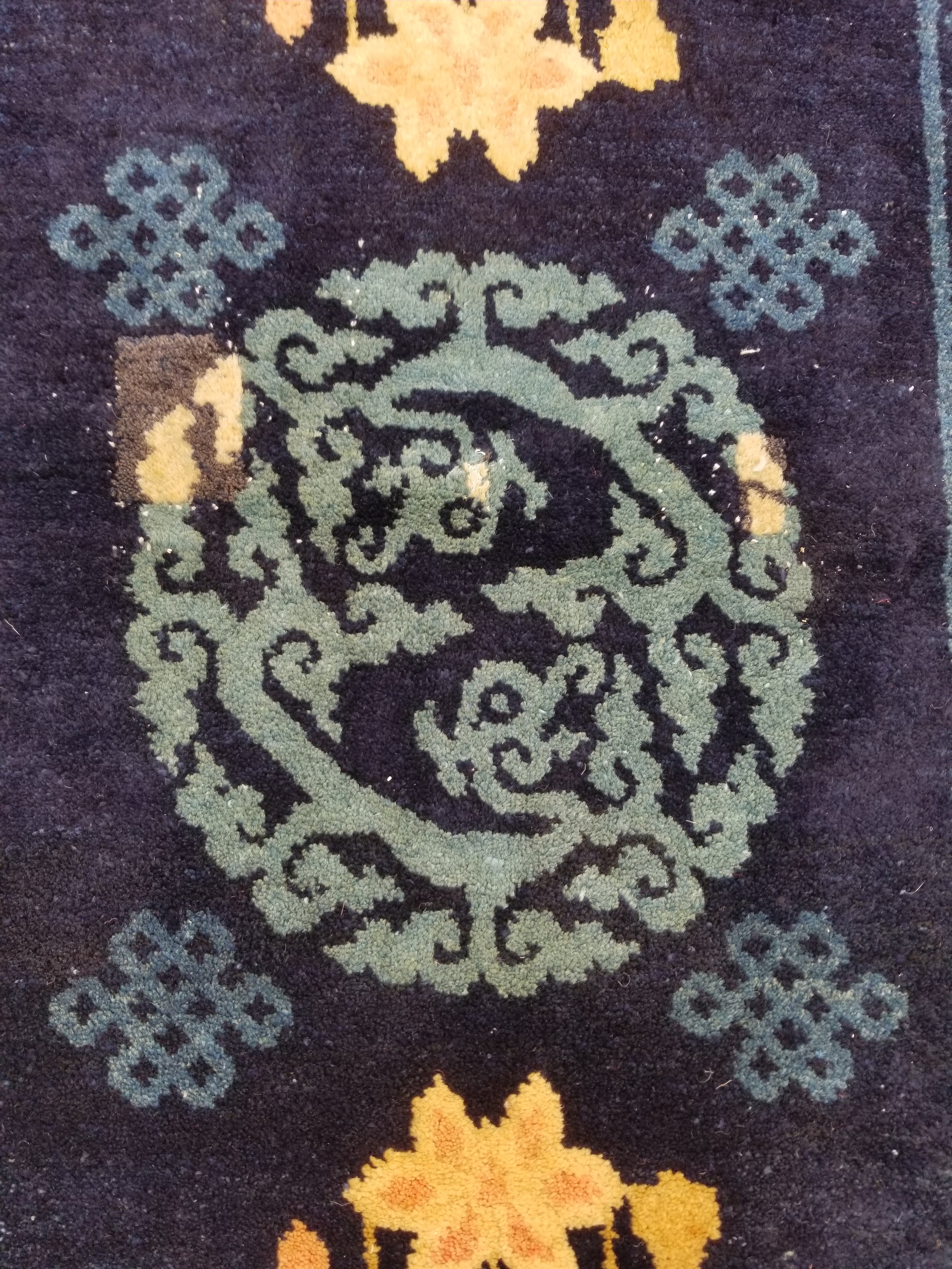 Antique Traditional Handmade Chinese Peking Wool Multicolor Rug 134x67cm