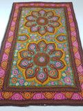 Vintage Kashmiri Fine Chain Stitch Embroidered Mandala Design Textile 260x170cm