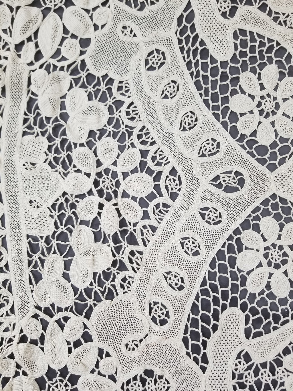 Vintage Italian Point De Venice Needle Lace Tablecloth 193x150cm