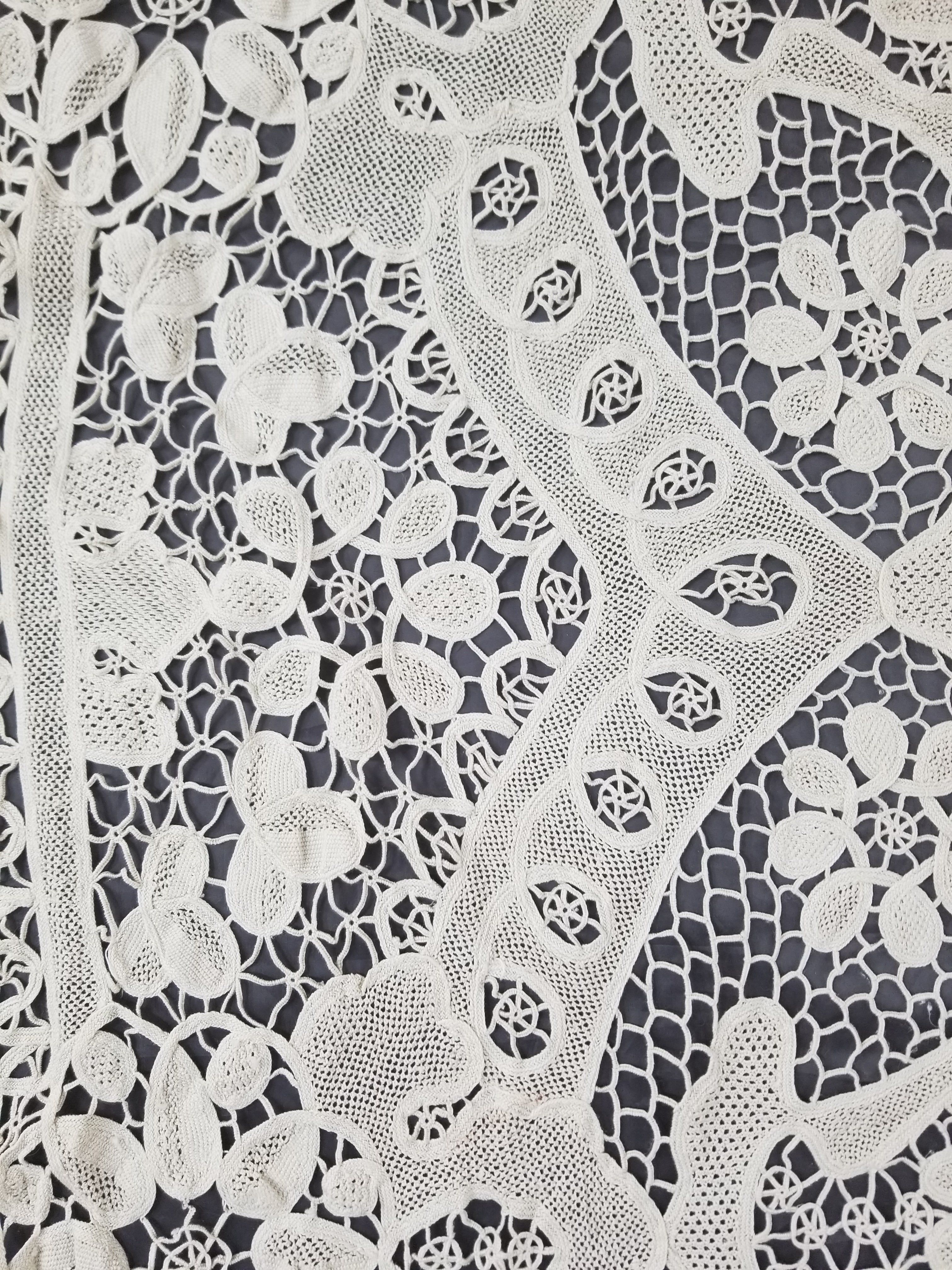 Vintage Italian Point De Venice Needle Lace Tablecloth 193x150cm